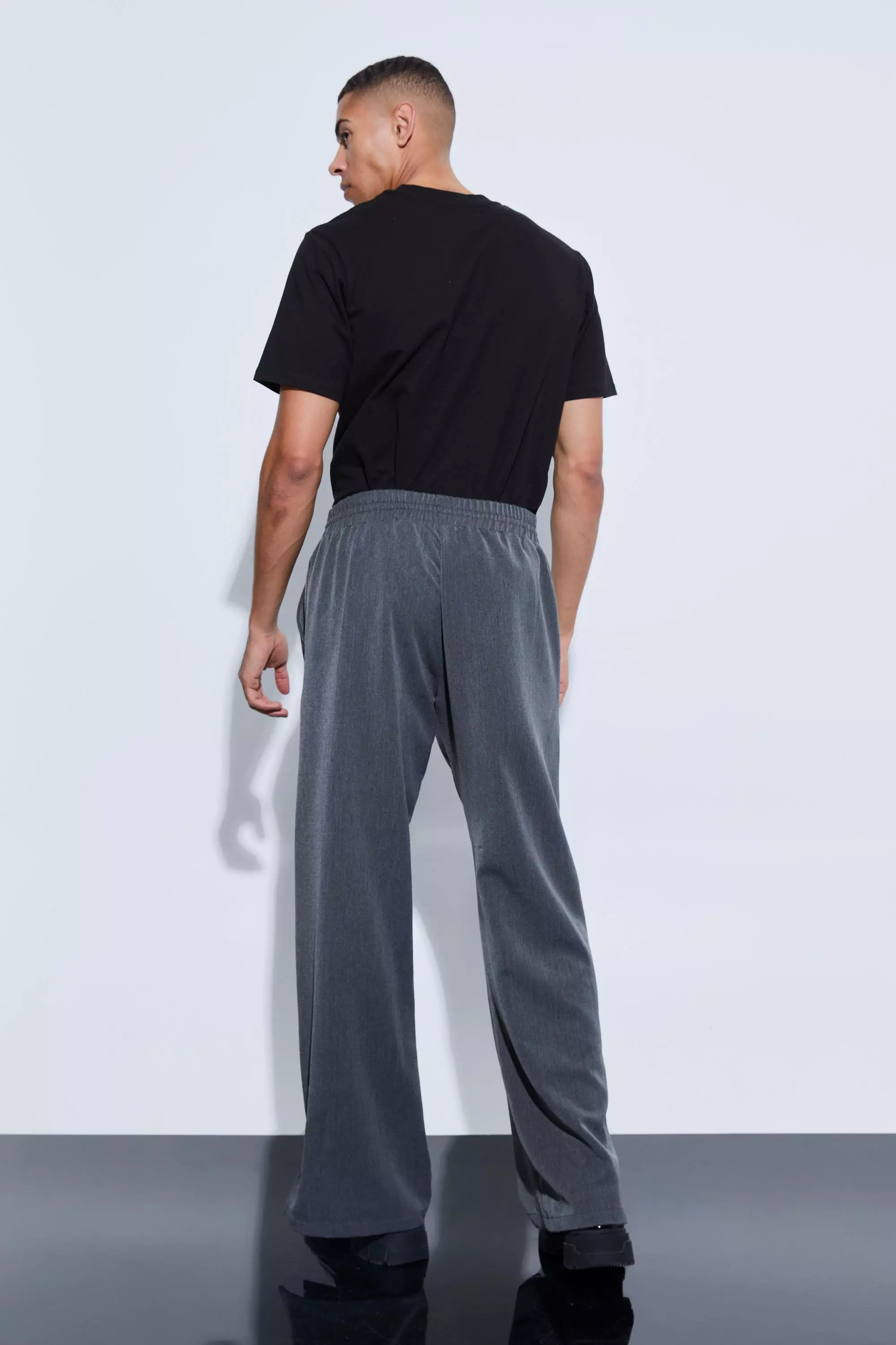 Grey Wide Leg Broek Met Touwtjes En Split alternatieve afbeelding