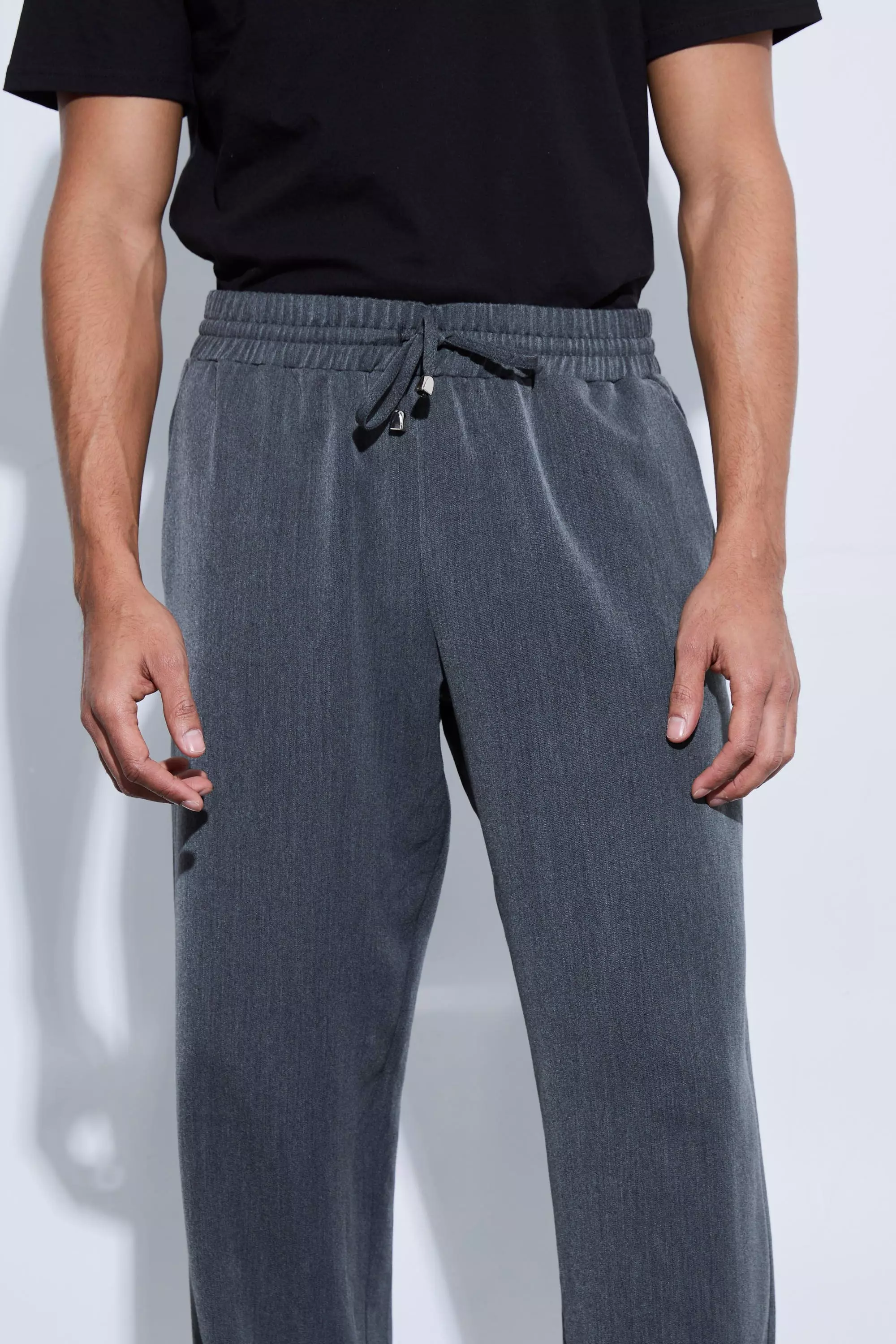Grey Wide Leg Broek Met Touwtjes En Split alternatieve afbeelding