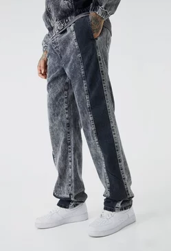 Grey Tall Relaxed Fit Acid Wash Denim Jogger