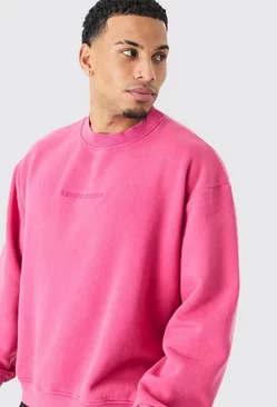 Pink Oversized Limited Boxy Acid Wash Sweatshirt