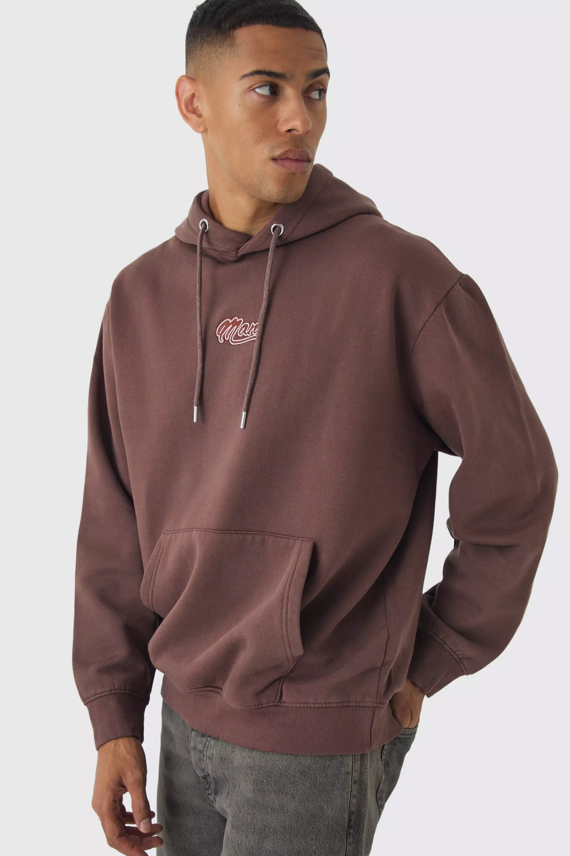 Oversized Official Washed Hoodie Chocolate