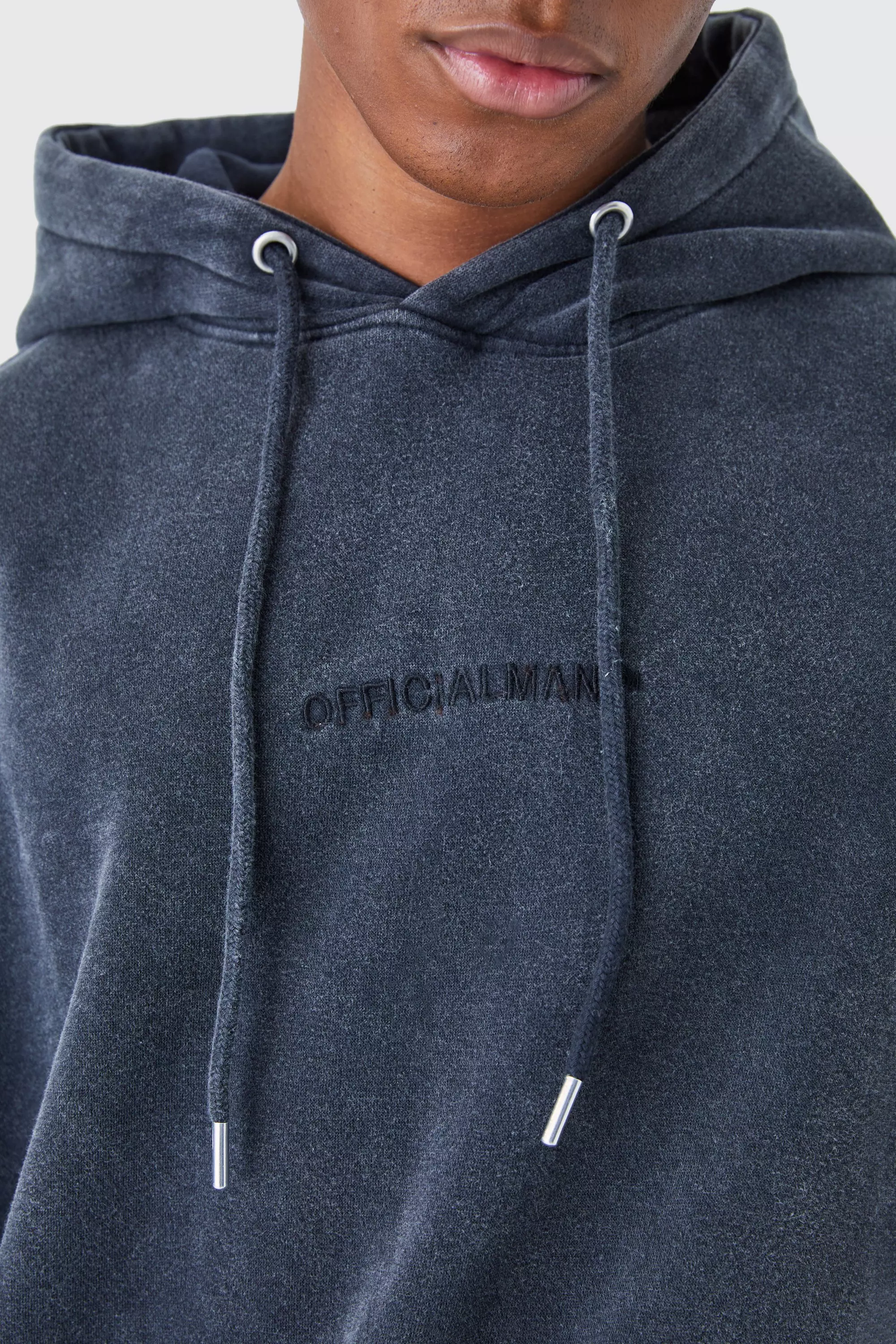 Charcoal Grey Oversized Official Acid Wash Hoodie