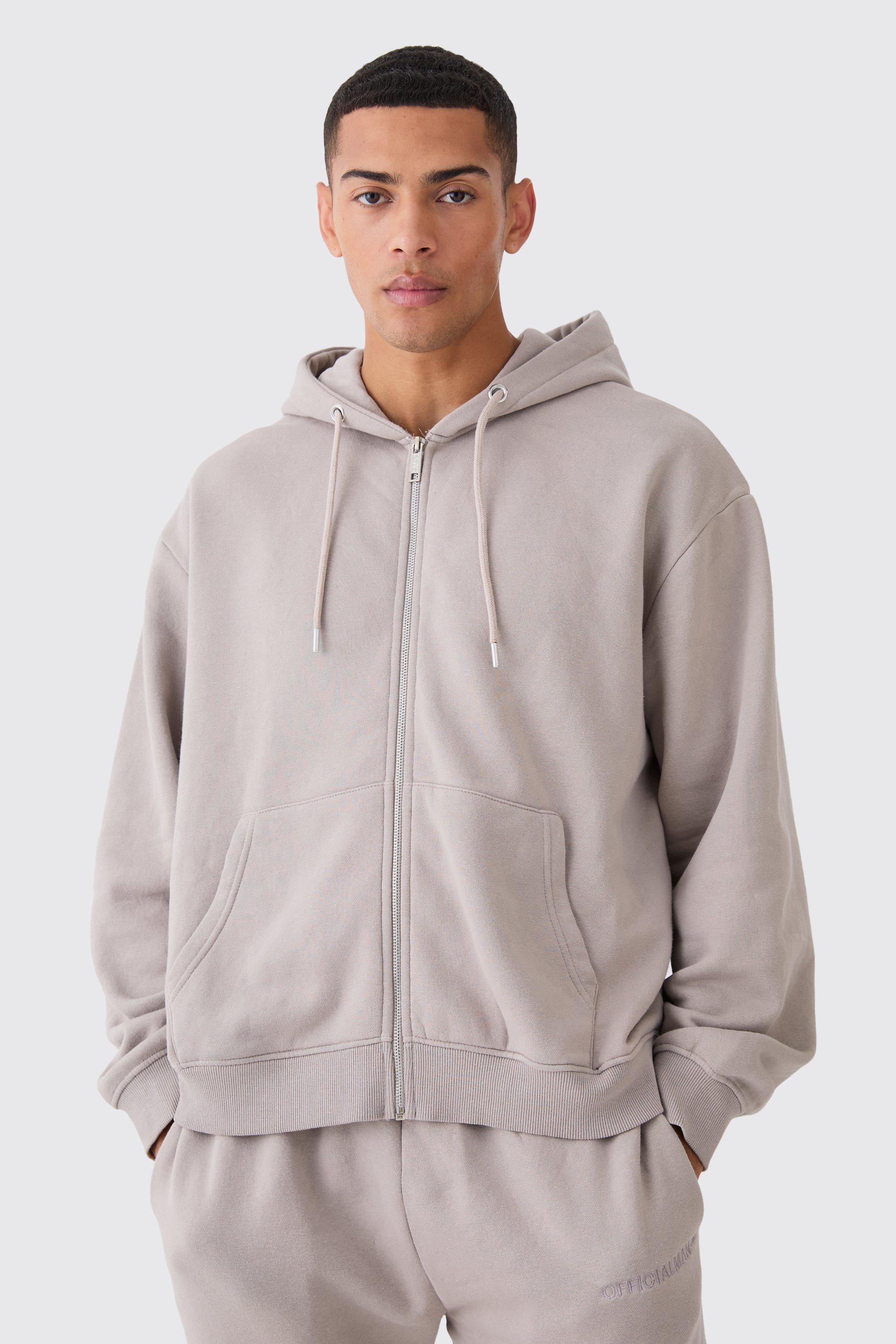 Oversized Boxy Zip Through Scuba Hoodie