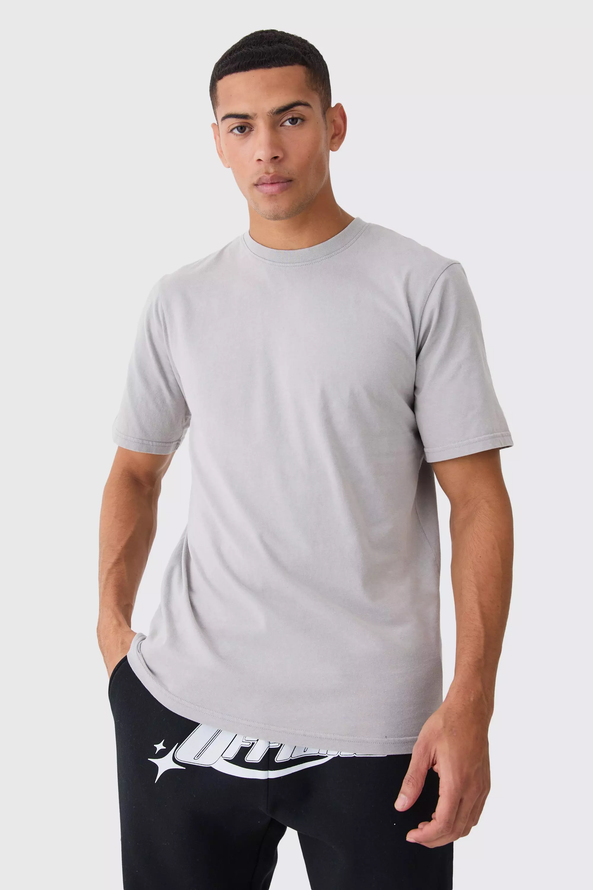 Washed Crew Neck T-shirt Light grey