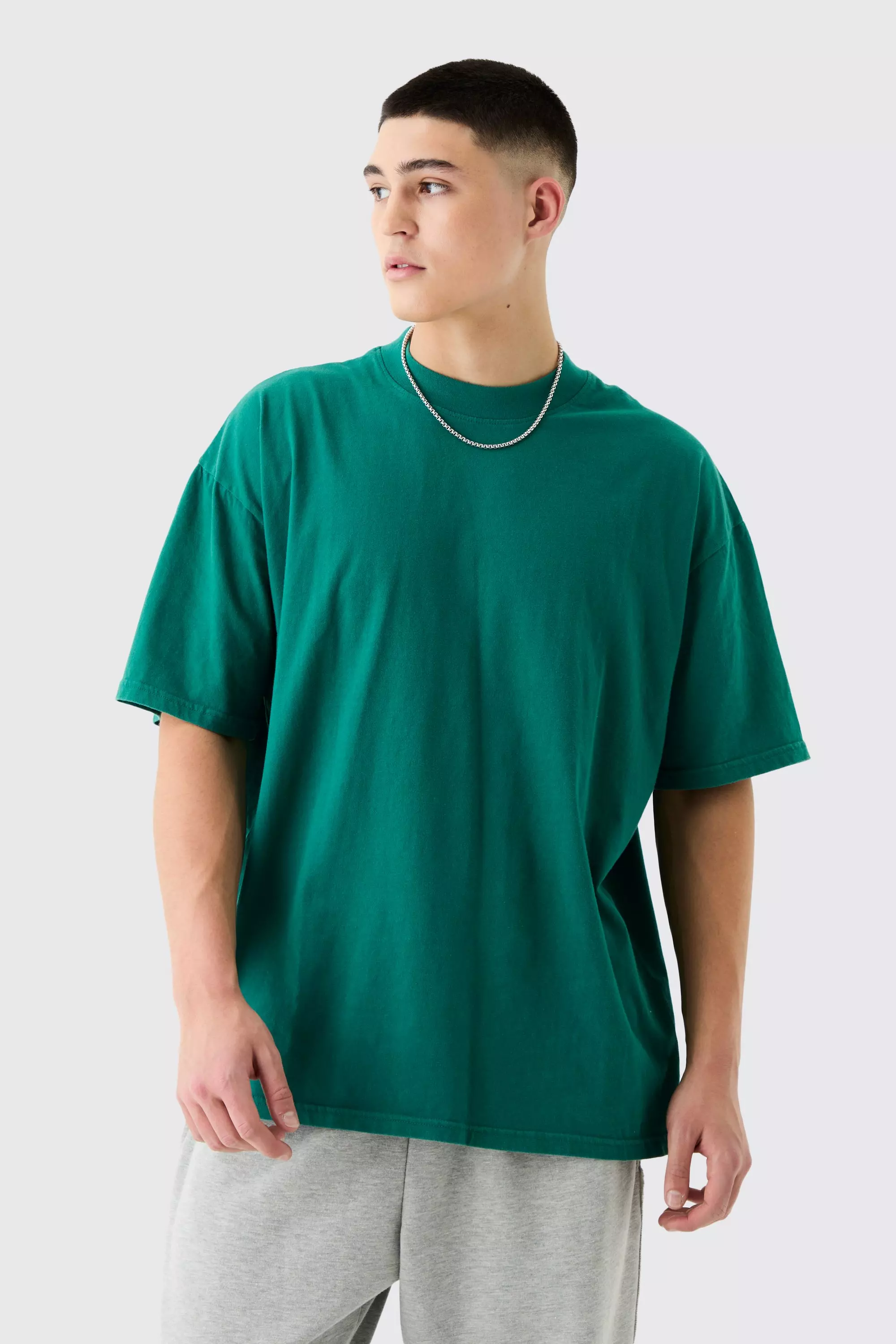 Teal Green Oversized Acid Wash T-shirt