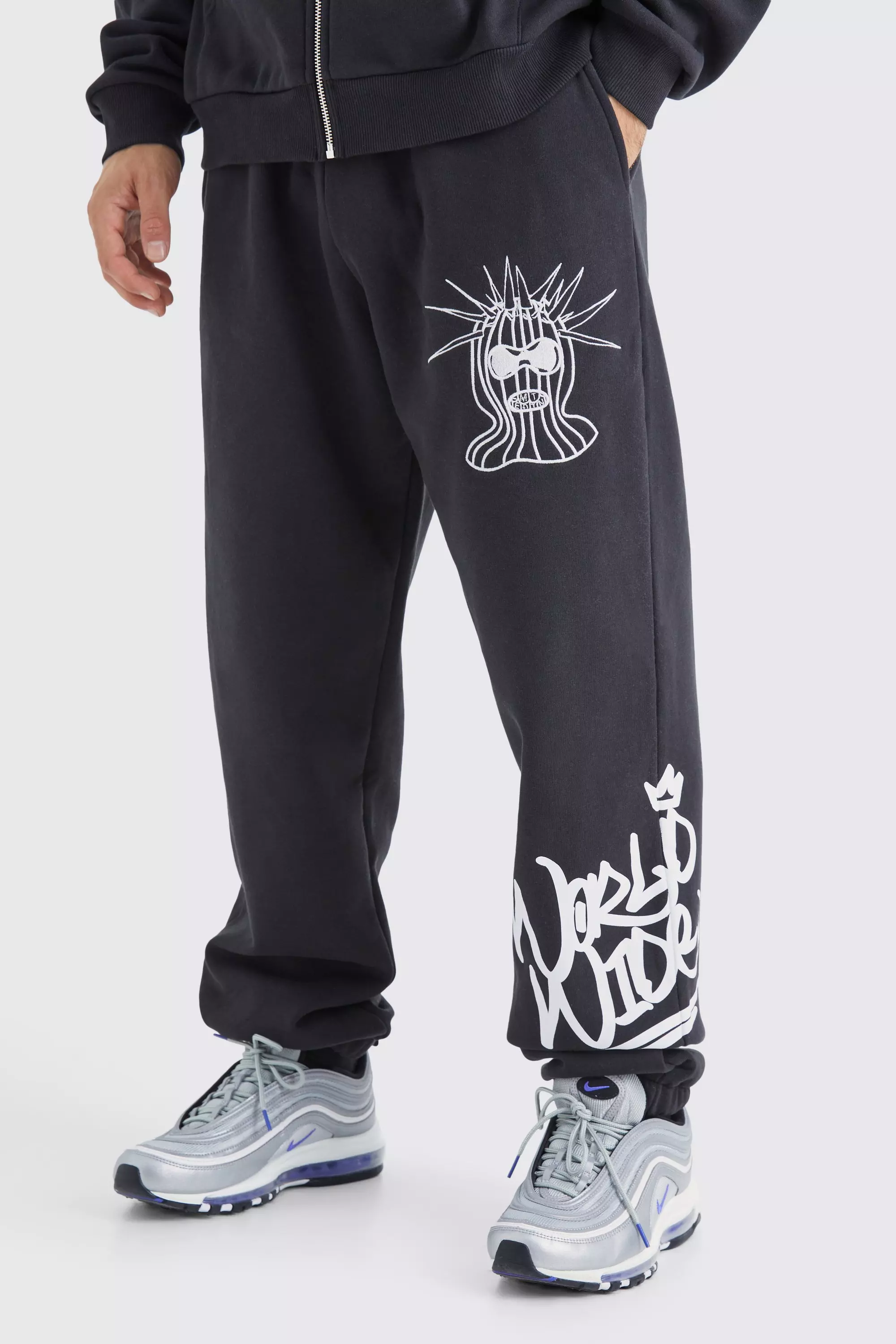 Black Oversized Mask Character Jogger