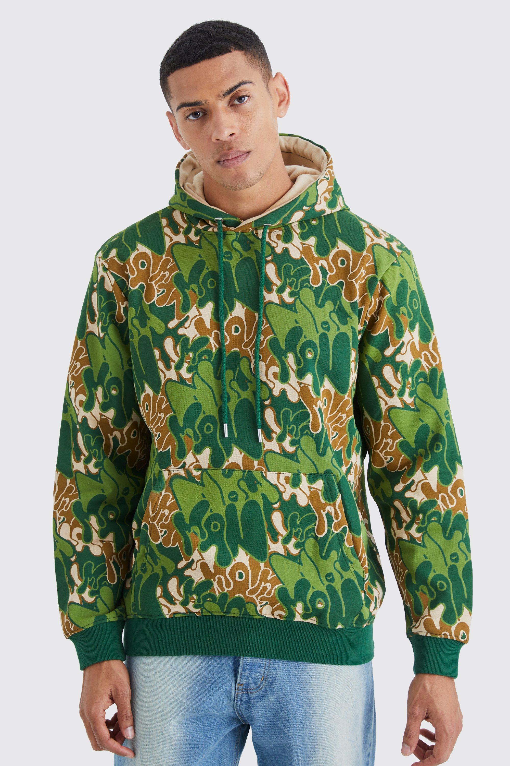 Boohooman all over print online hoodie