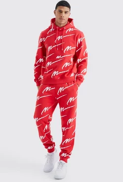 Red Man Signature All Over Print Hoodie Tracksuit