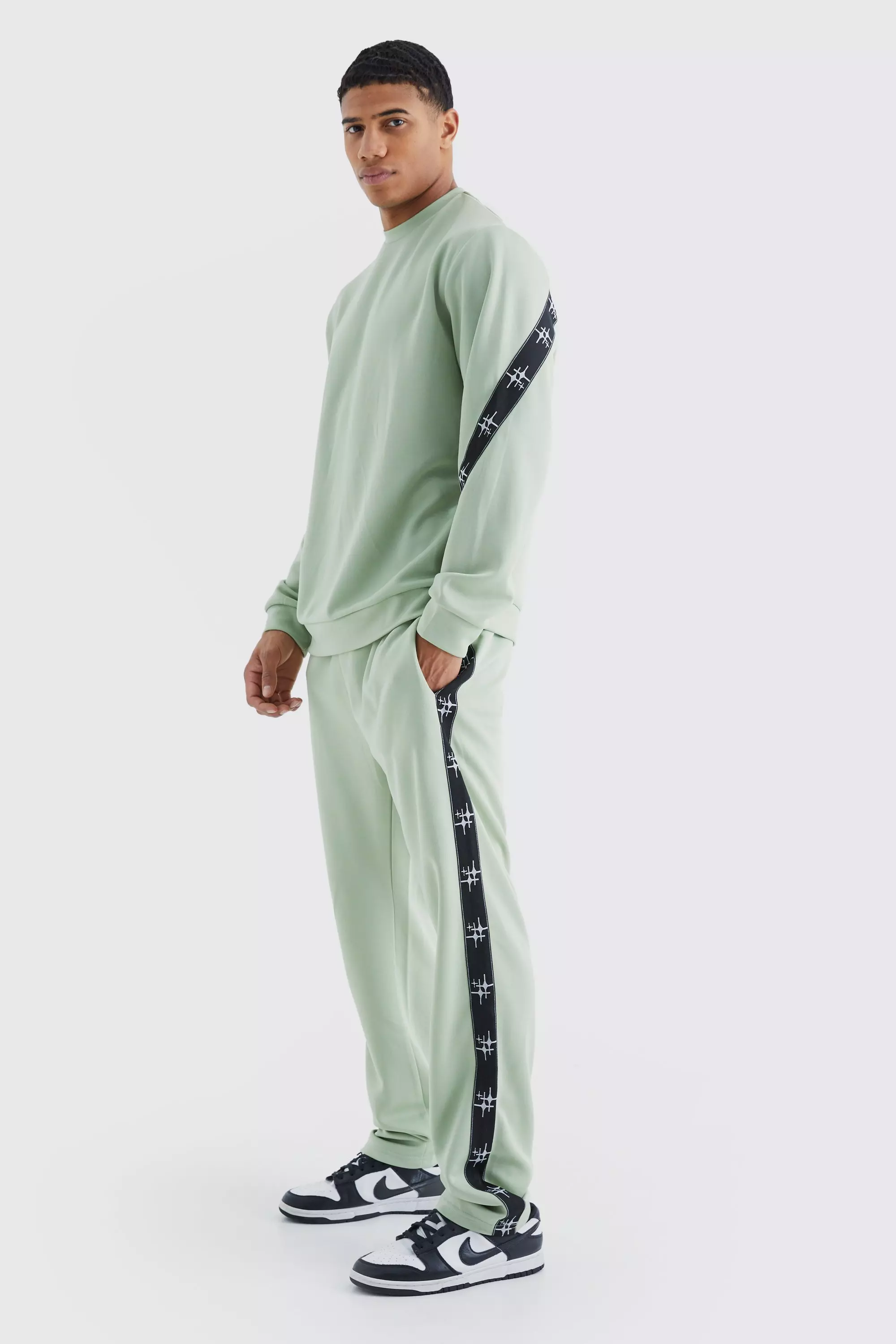 Tricot Tape Side Sweatshirt Tracksuit Sage