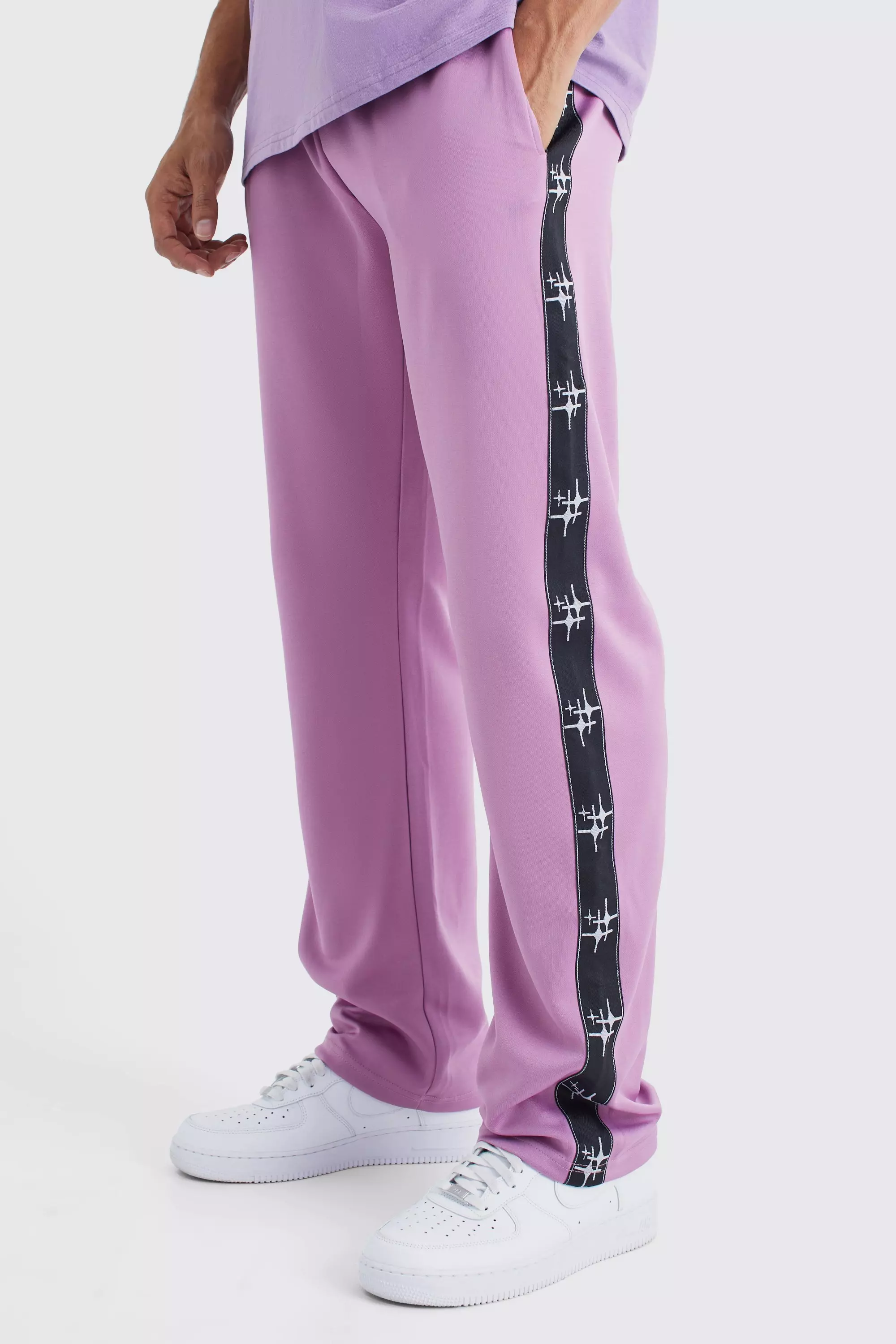 Oversized Tape Side Tricot Jogger Purple