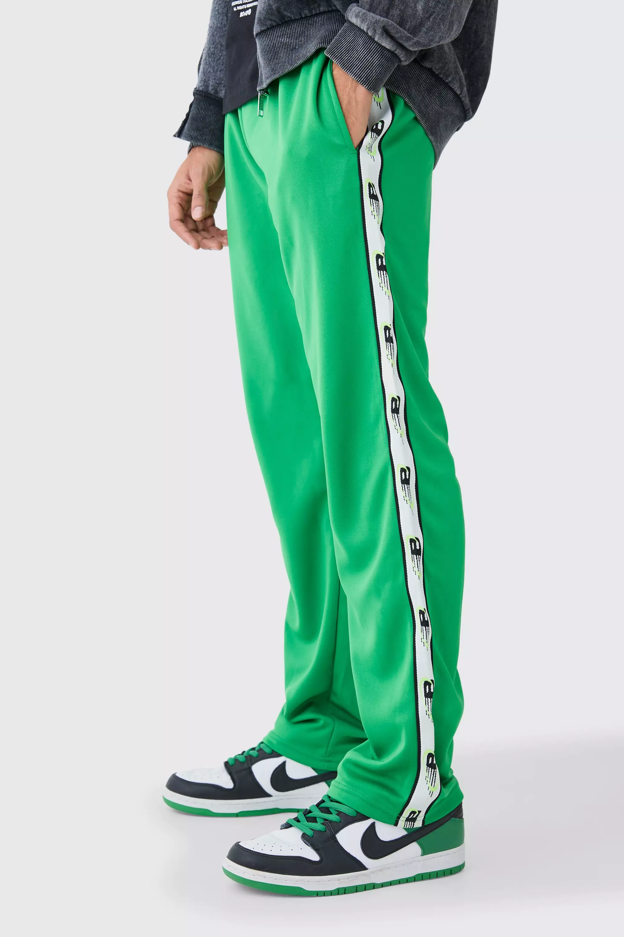 Oversized Tape Side Tricot Jogger Green