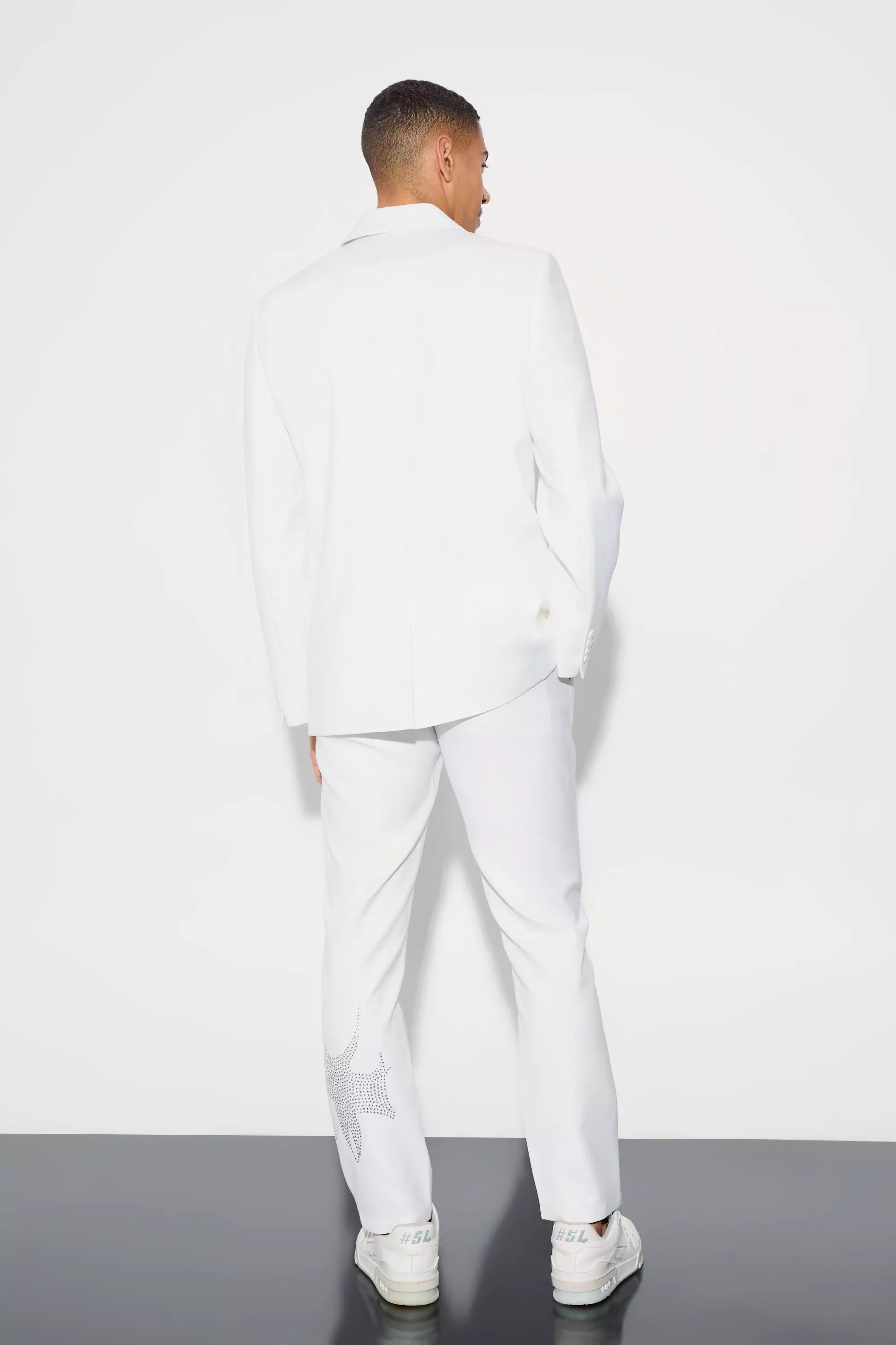 Lockerer Blazer mit Strass-Verzierung, White alternatives Bild