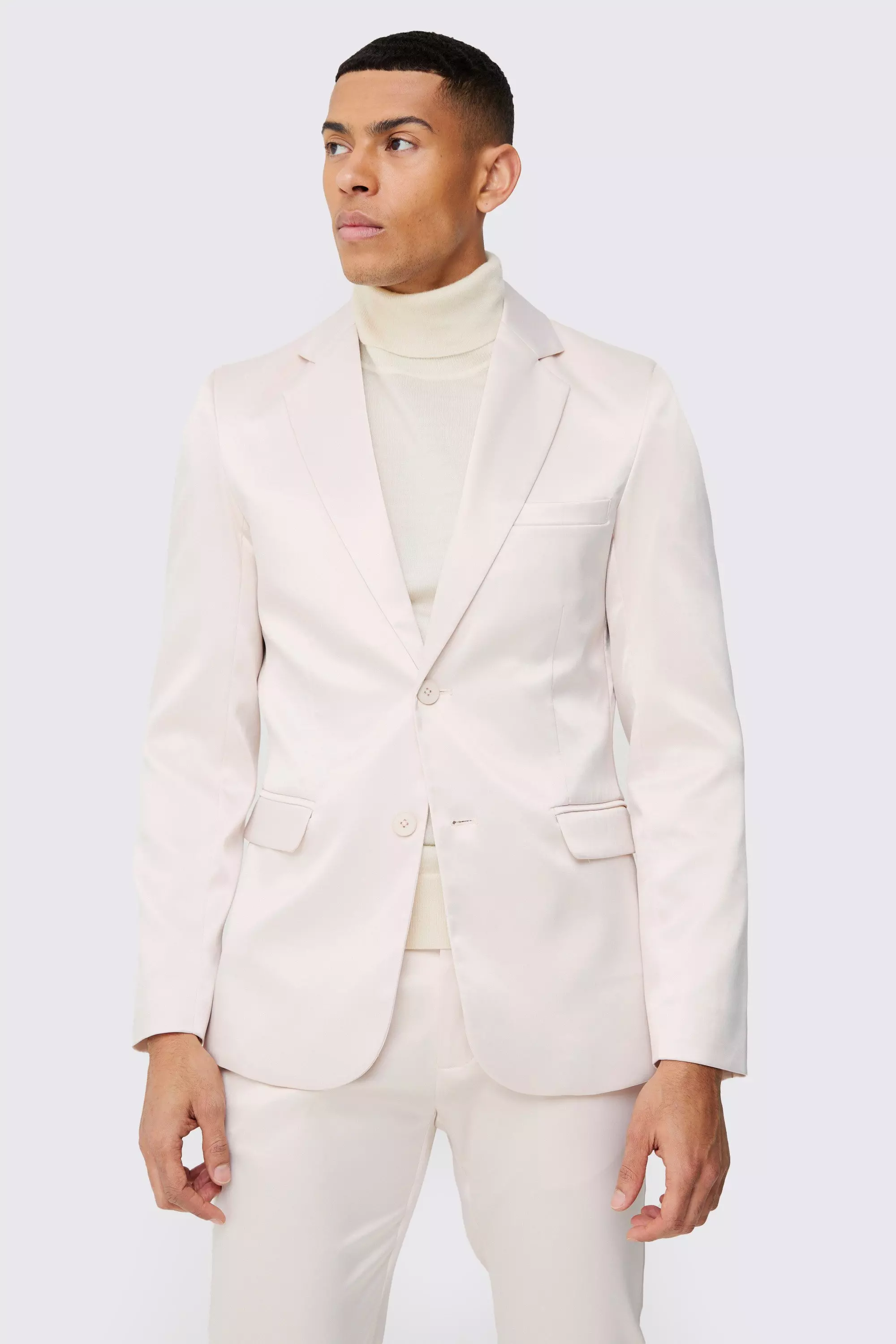 Skinny Fit Satin Suit Jacket