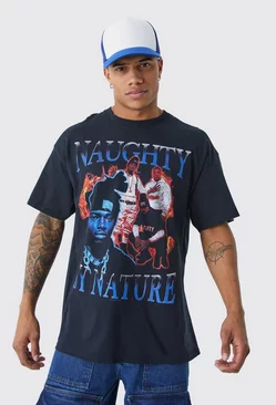 Oversized Naughty By Nature License T-shirt Black