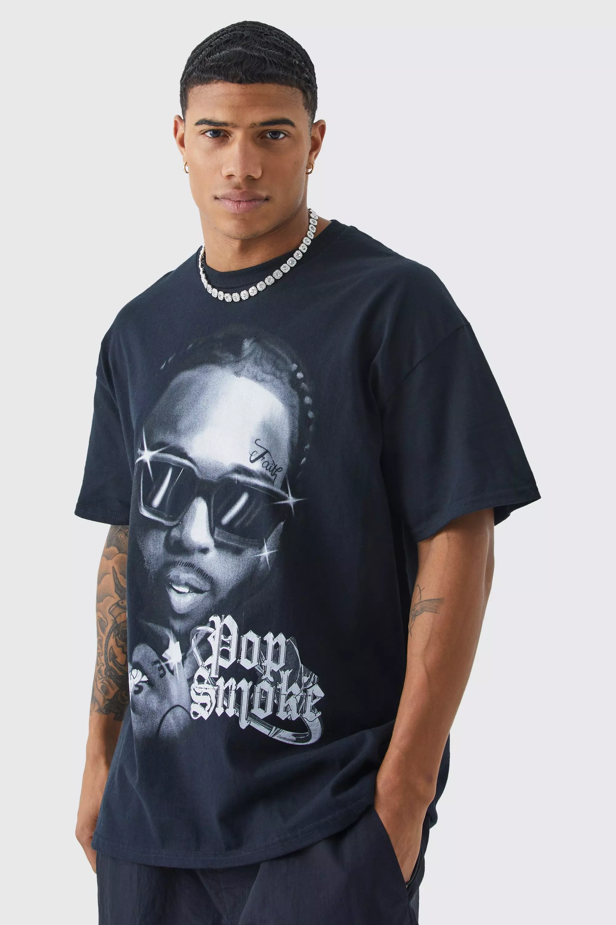 Oversized Pop Smoke License T-shirt Black