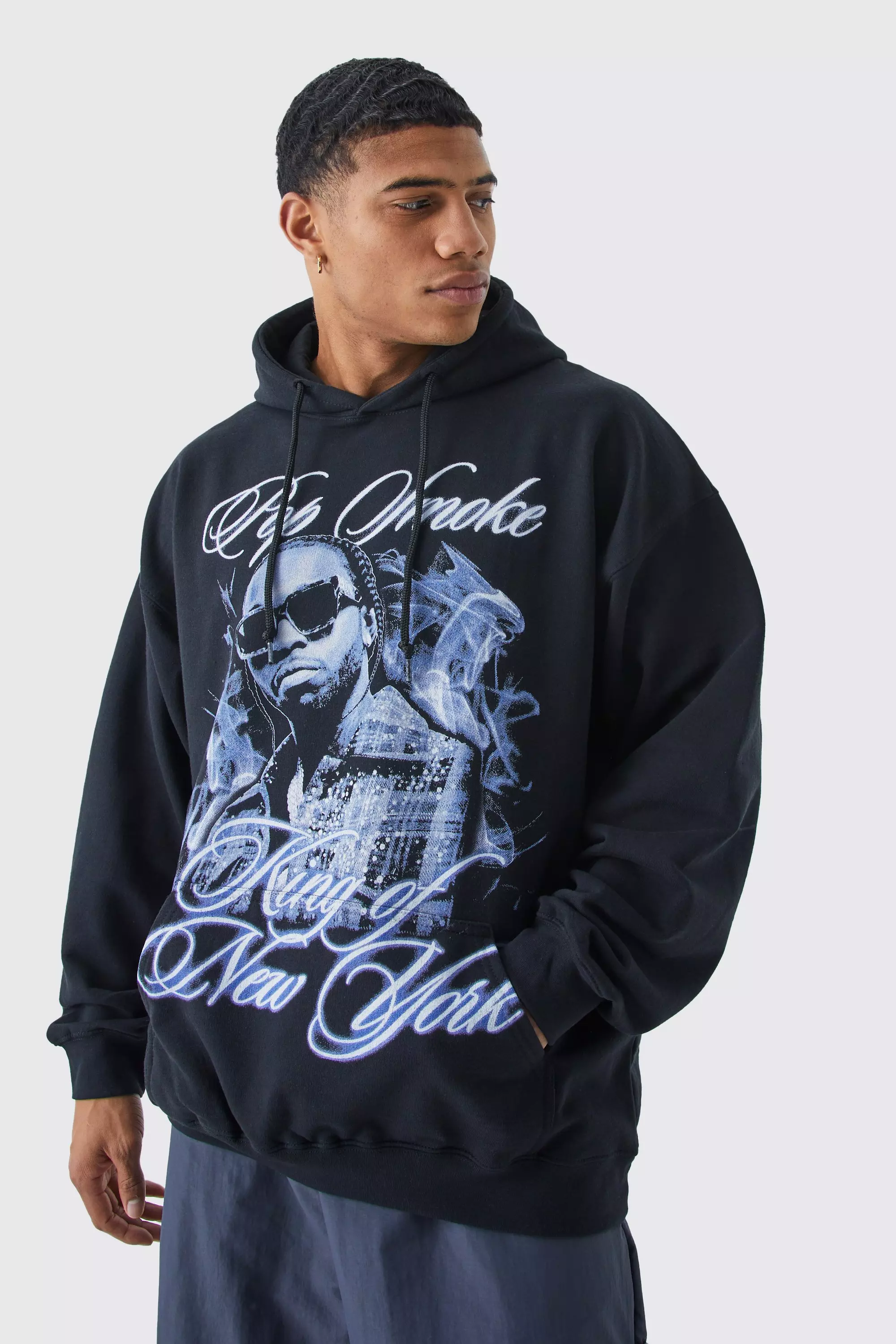 Oversized Pop Smoke License Hoodie Black