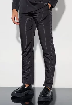 Black Liquid Metallic Straight Leg Suit Trousers