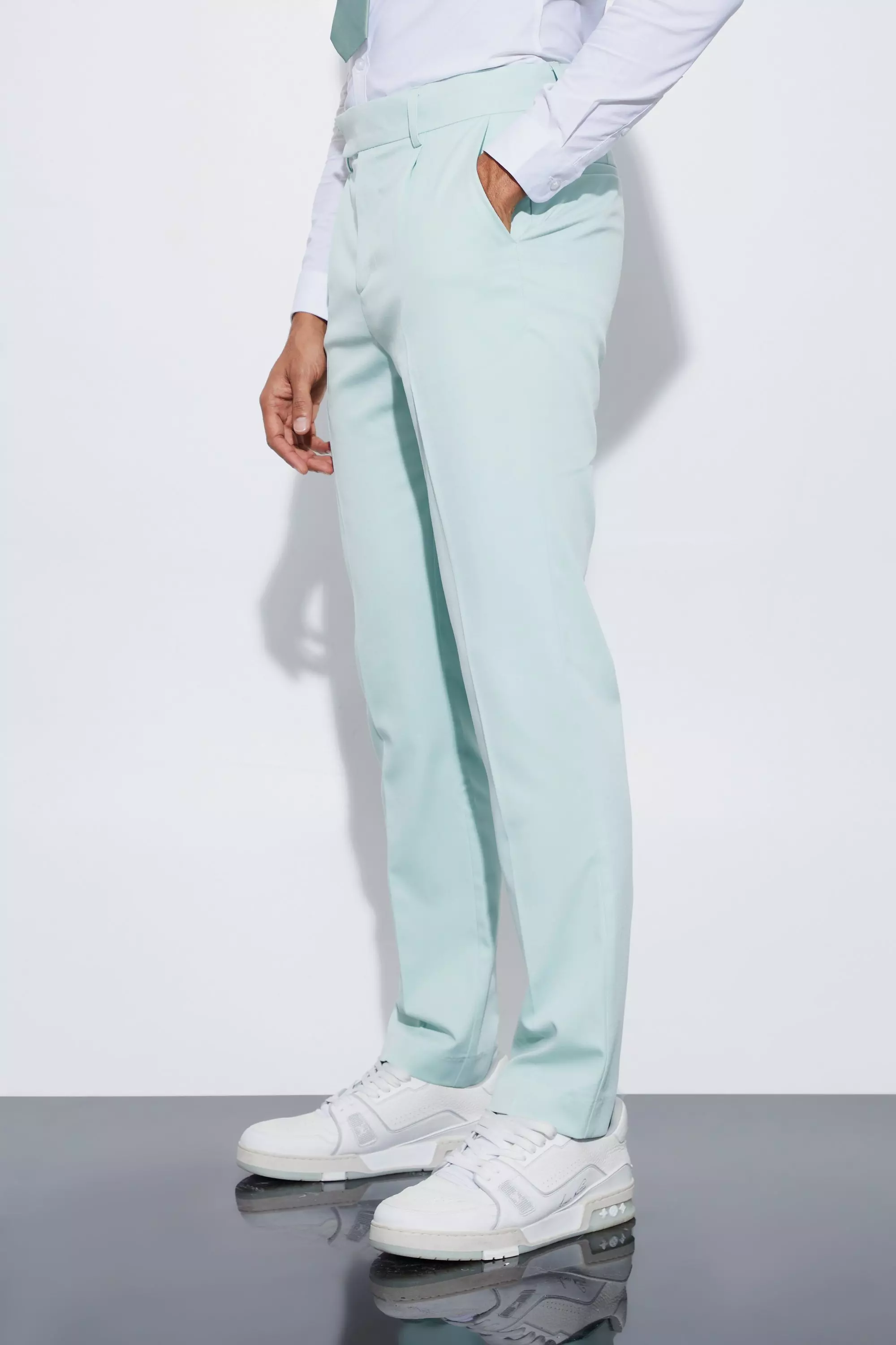 Sage Green Straight Fit Dress Pants