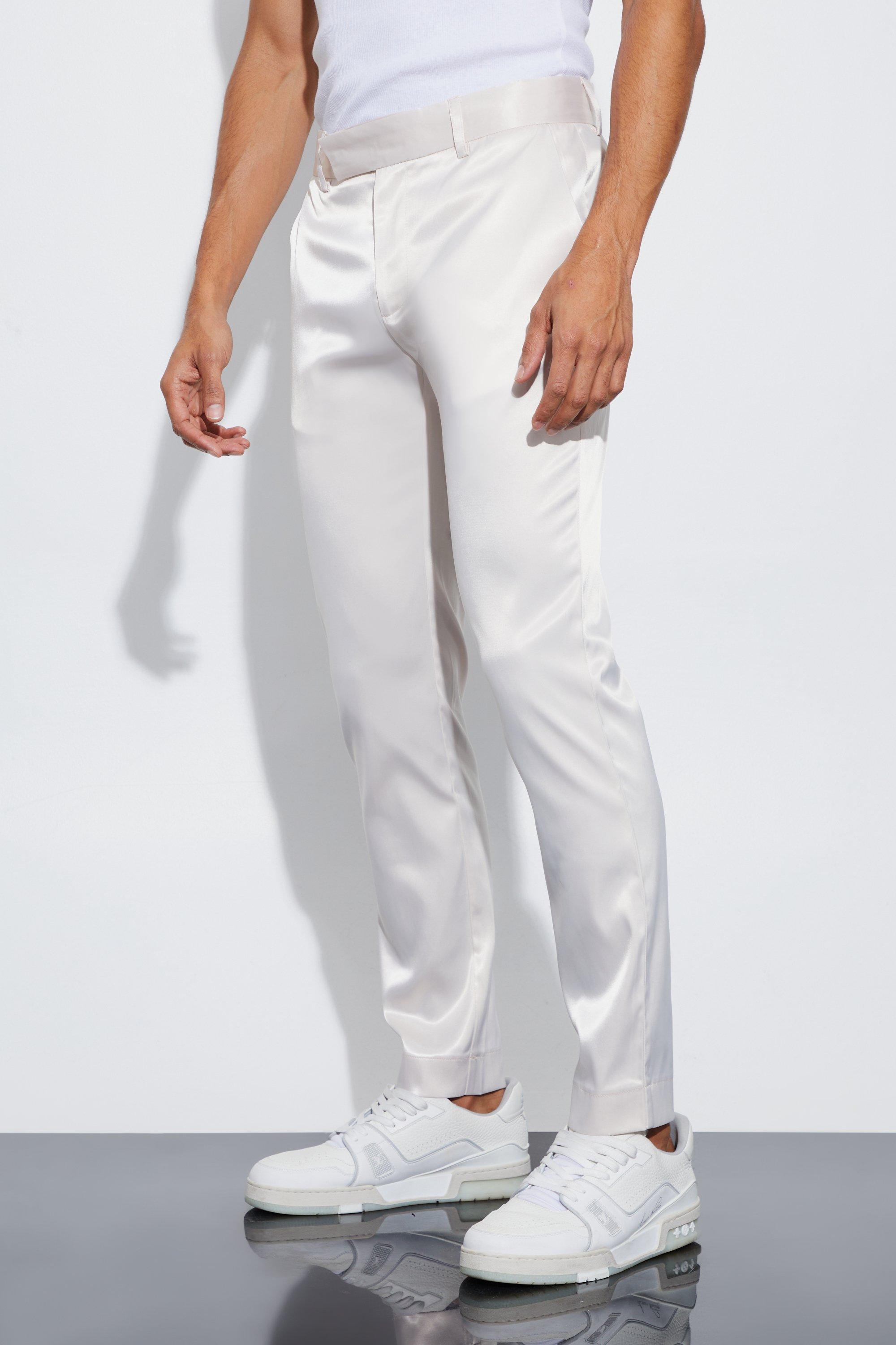 Skinny Fit Satin Trousers