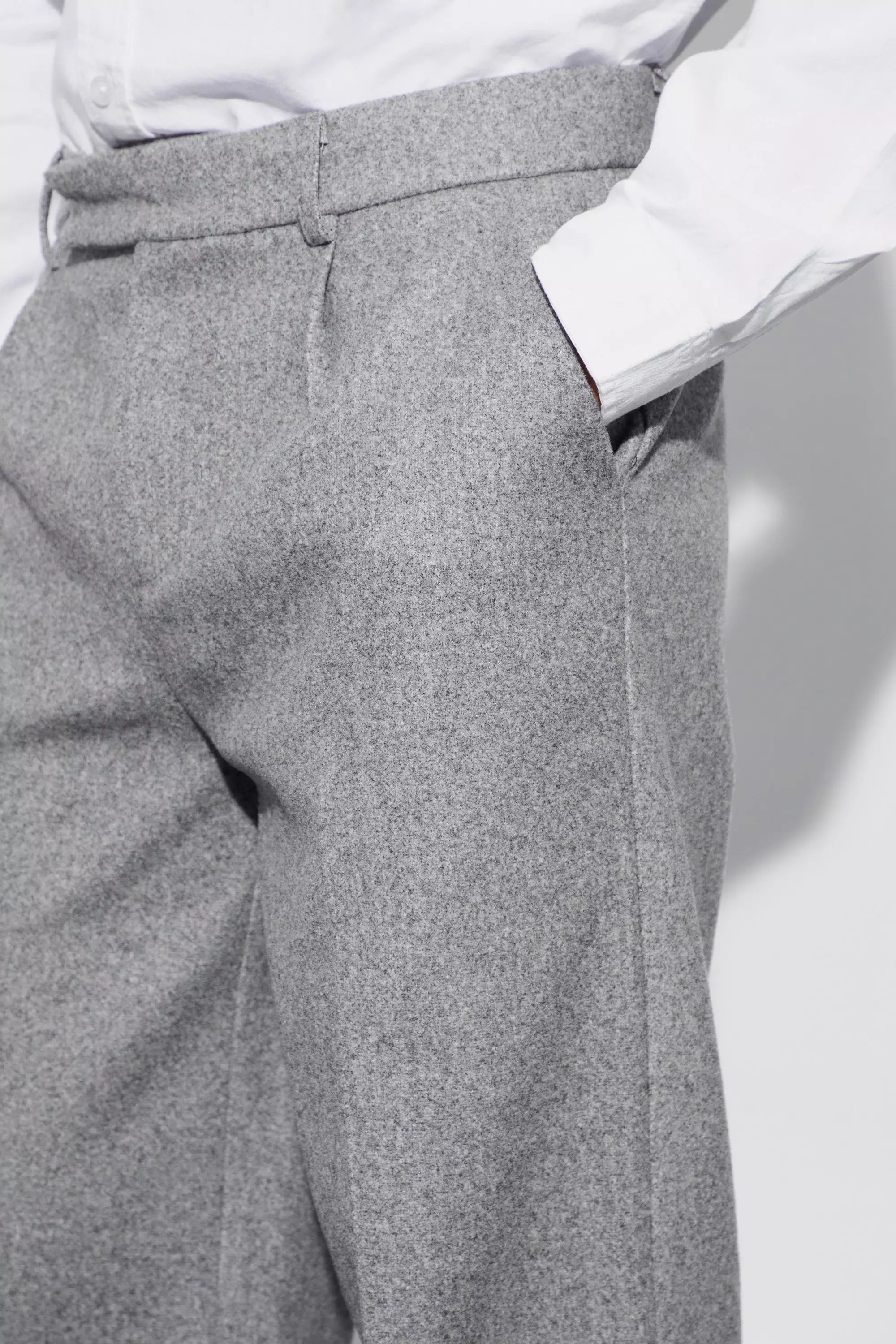 Grey Wool Look Wide Fit Tailored Trousers alternative image