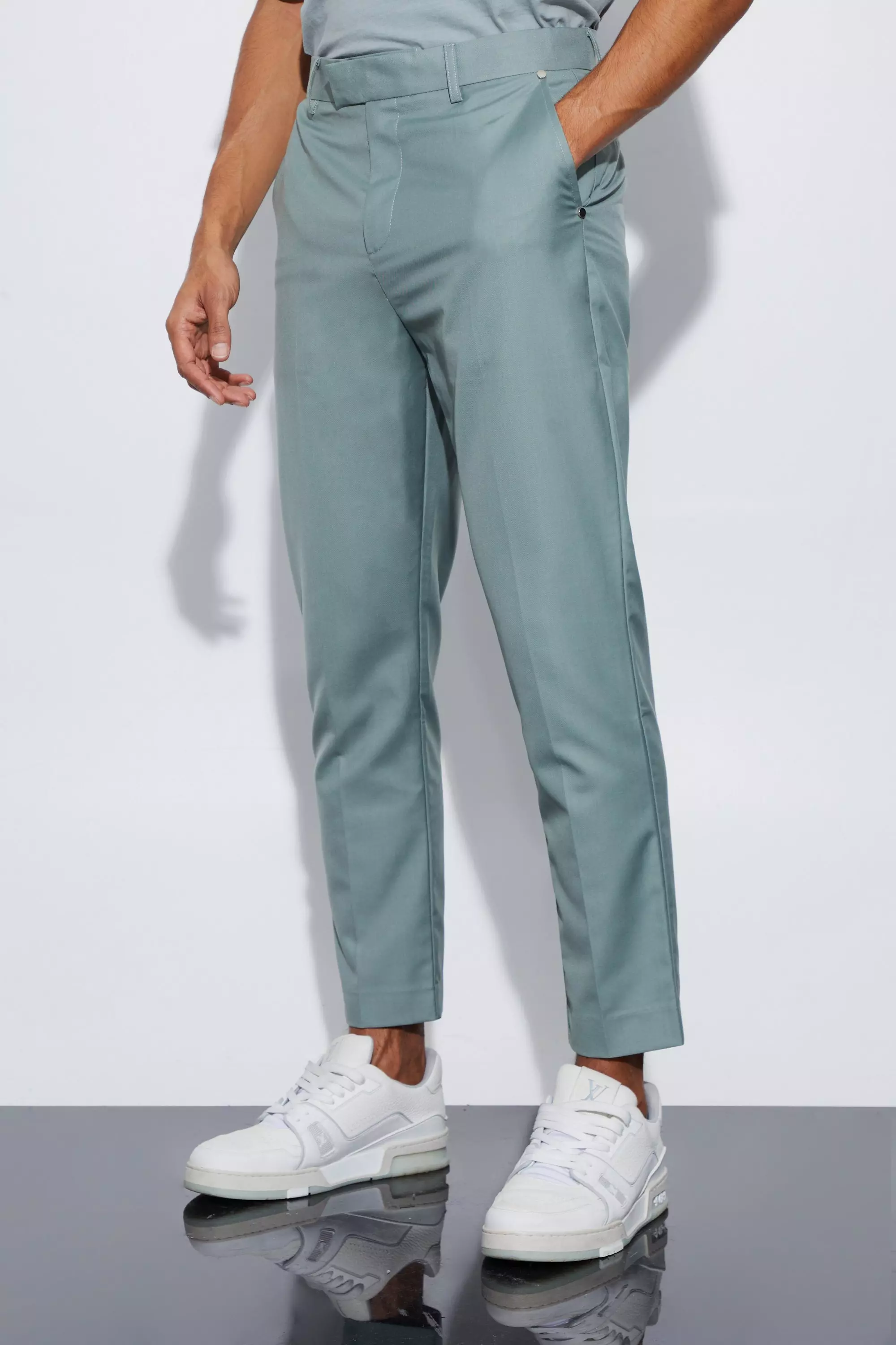 Tapered Fit Tailored Trousers Sage