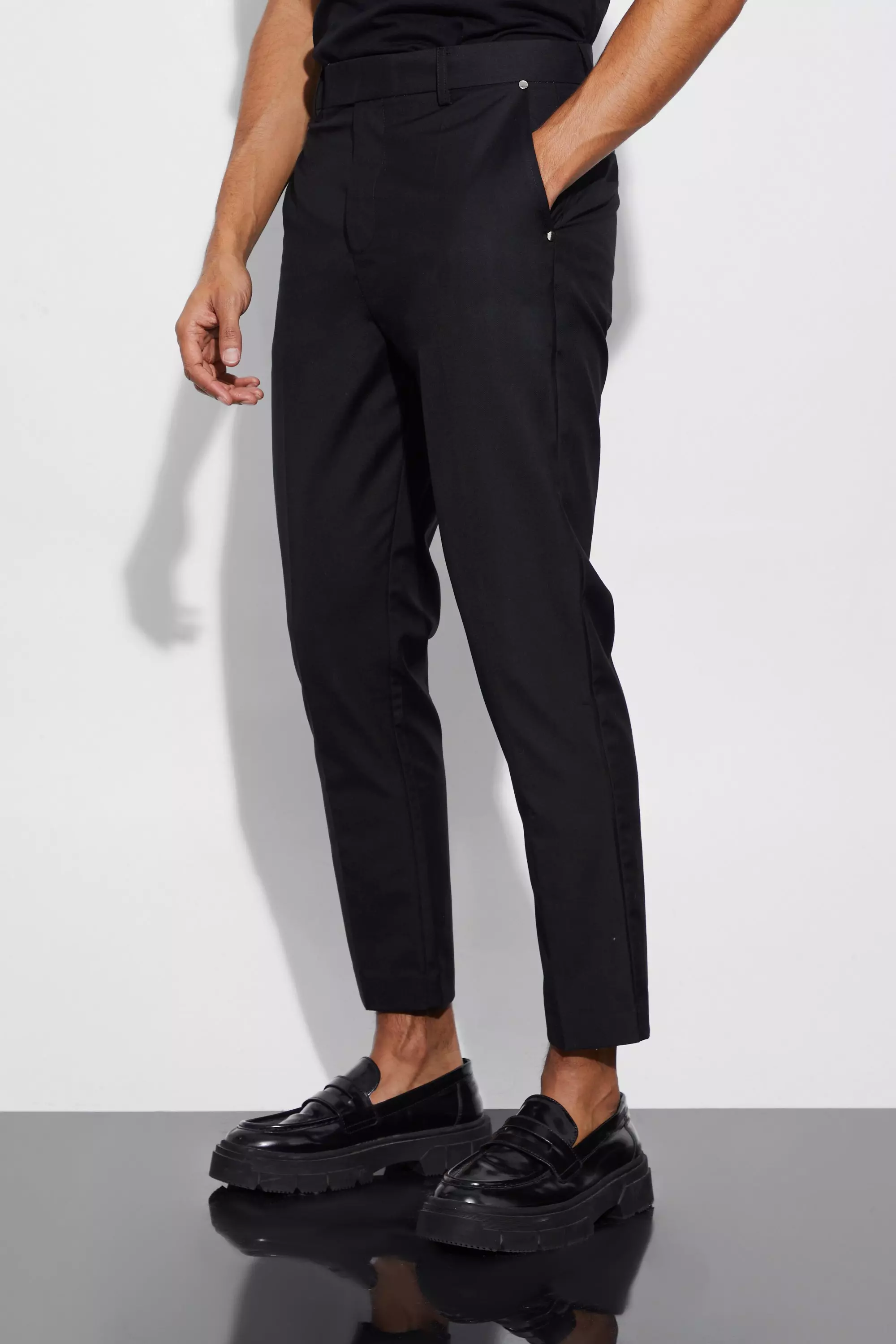 Tapered Fit Tailored Trousers Black