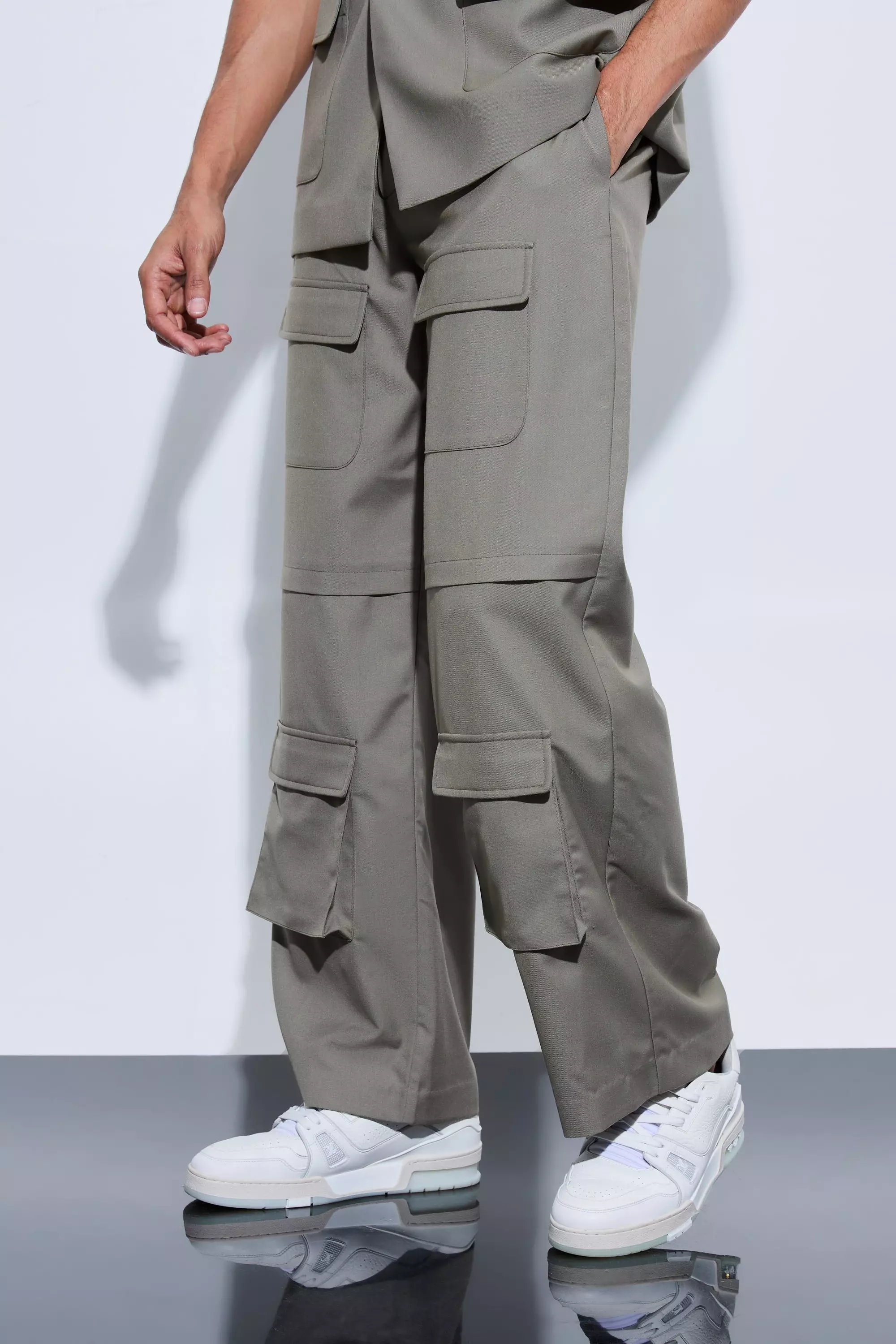 Cargo Pocket Wide Leg Pants Khaki