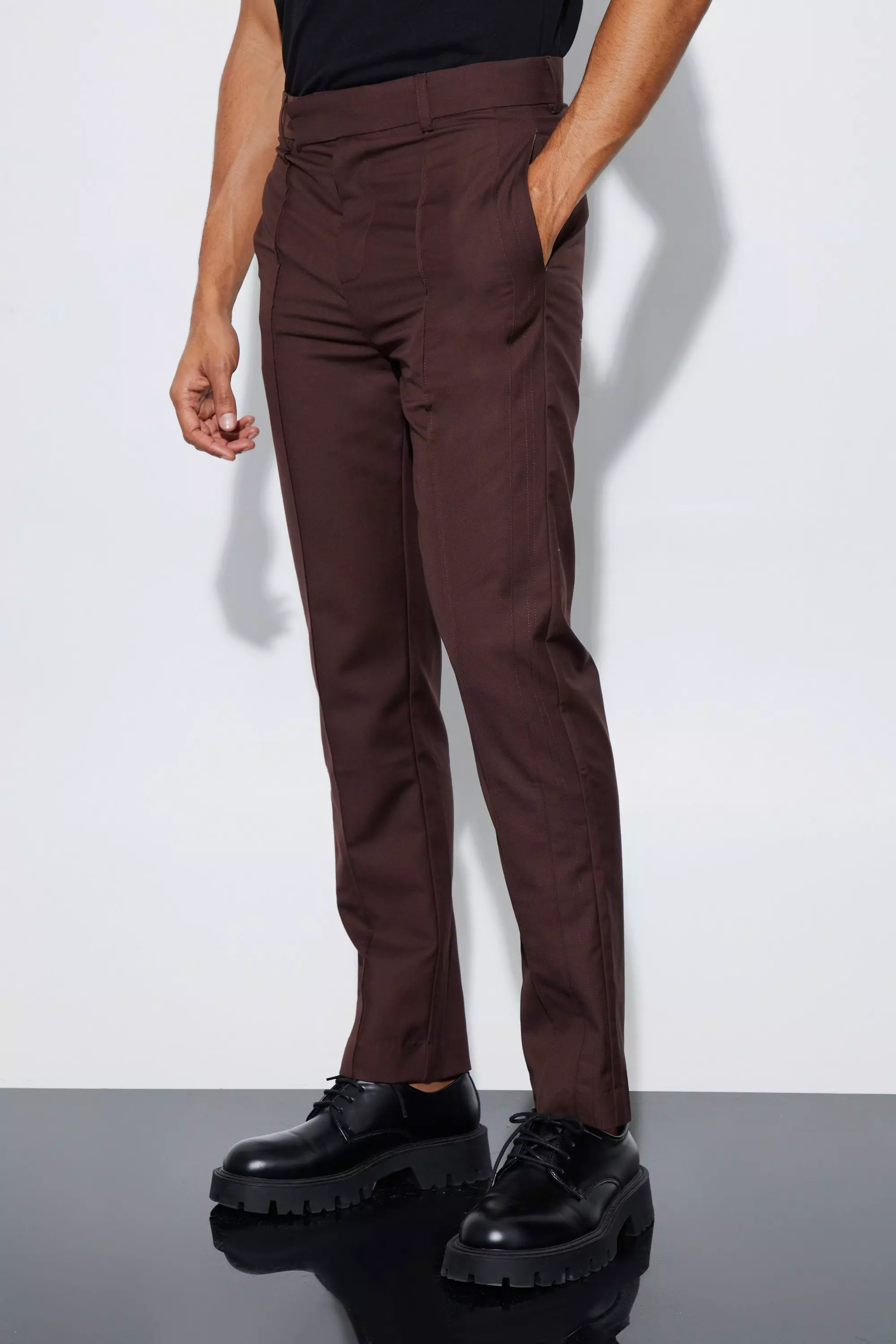 Chocolate Relaxed Fit Straight Leg Suit Trousers alternative image