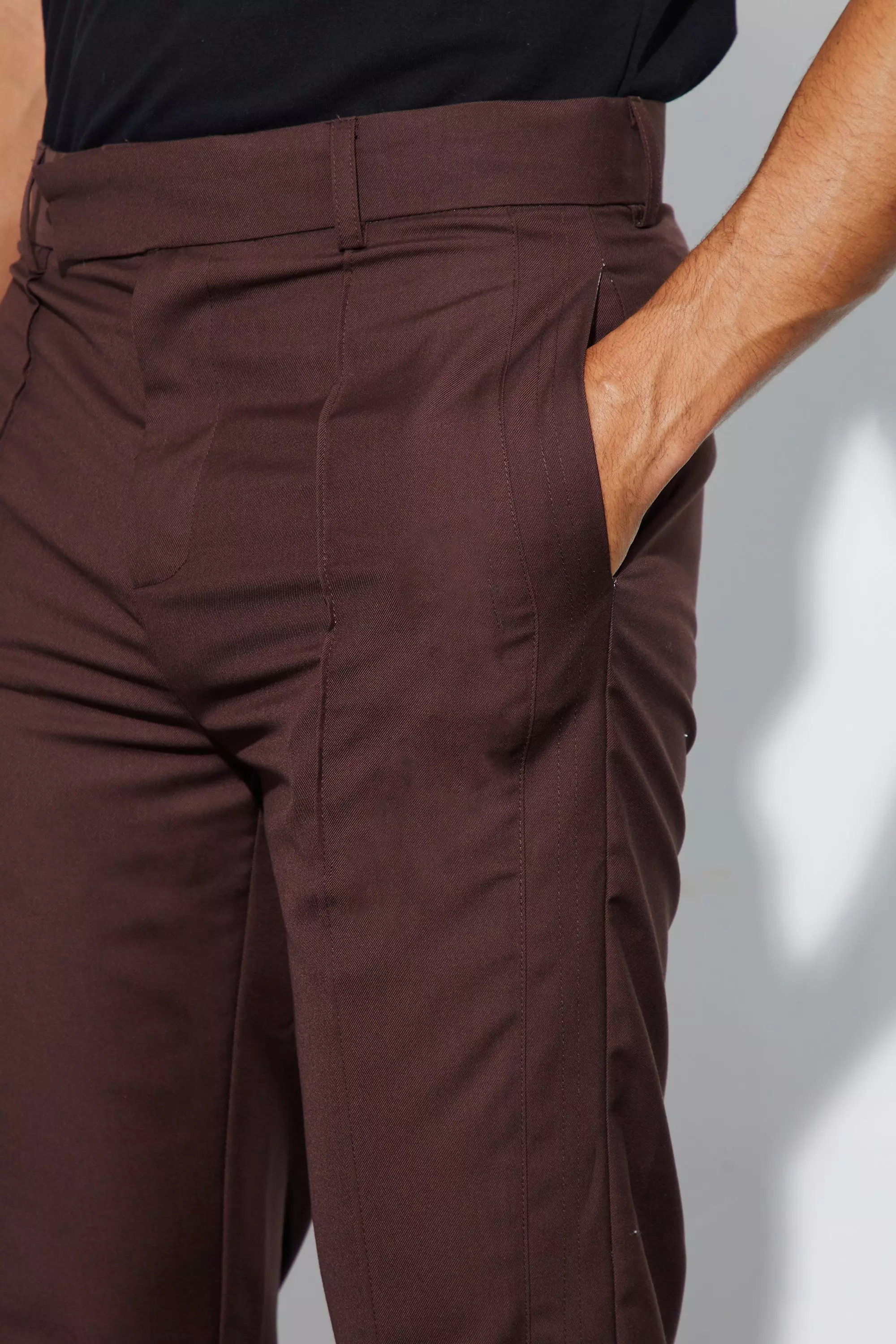 Chocolate Relaxed Fit Straight Leg Suit Trousers alternative image