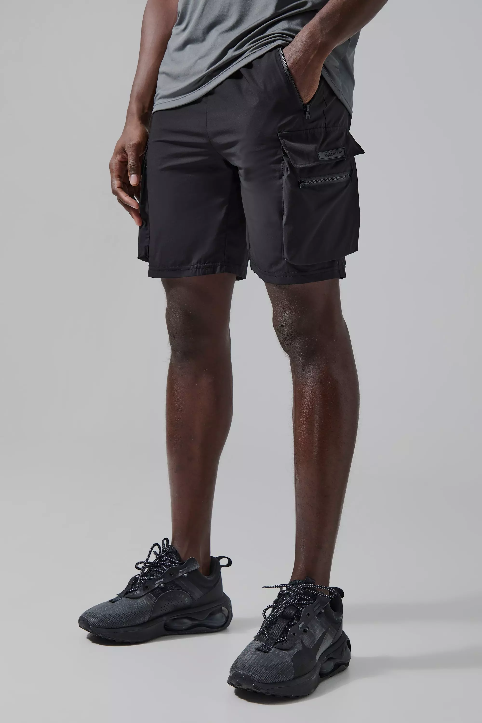 Man Active Lightweight 2 Pack 5inch Cargo Shorts boohooMAN UK