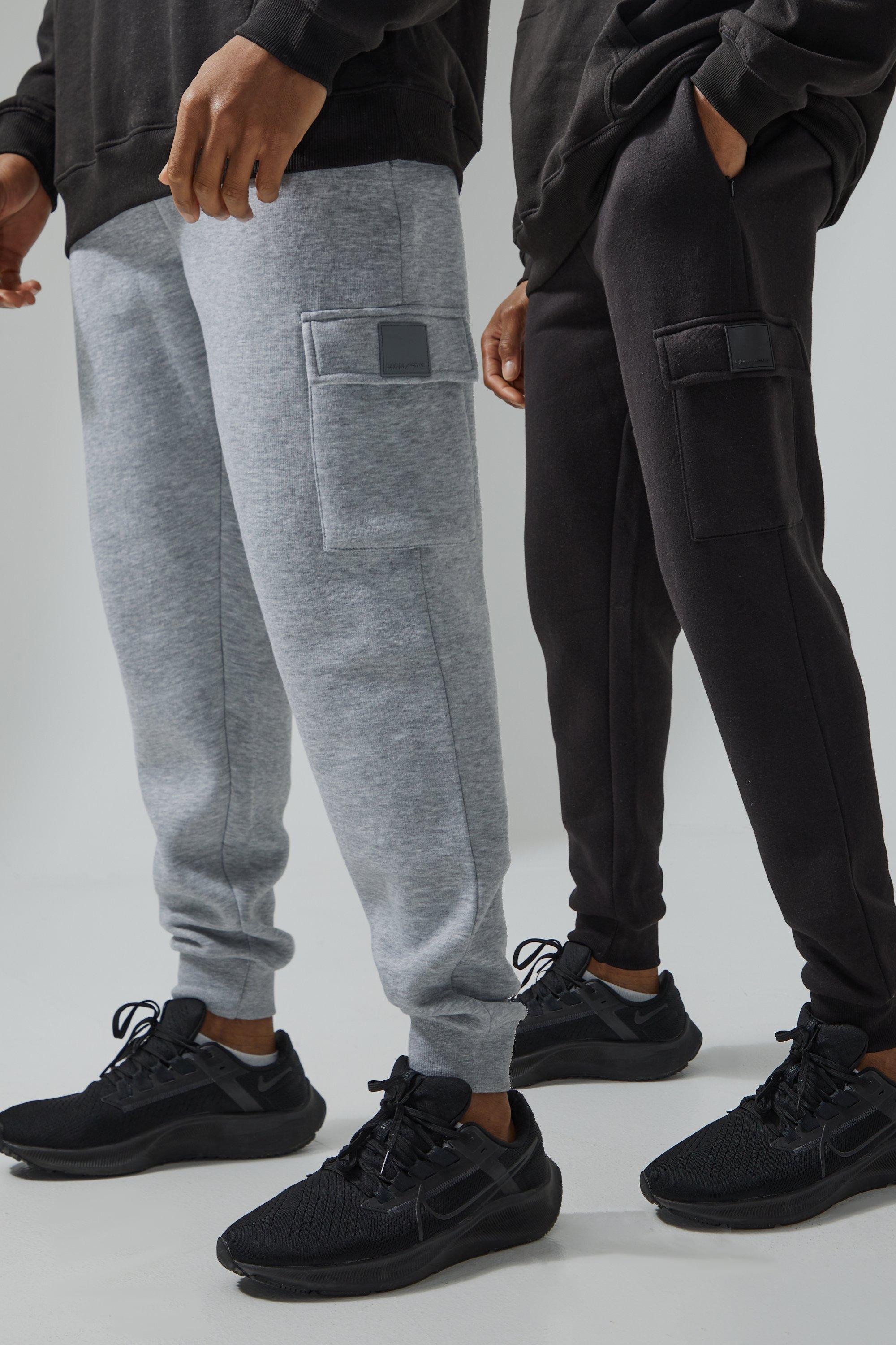 Man Active Gym 2 Pack Cargo Joggers boohooMAN USA