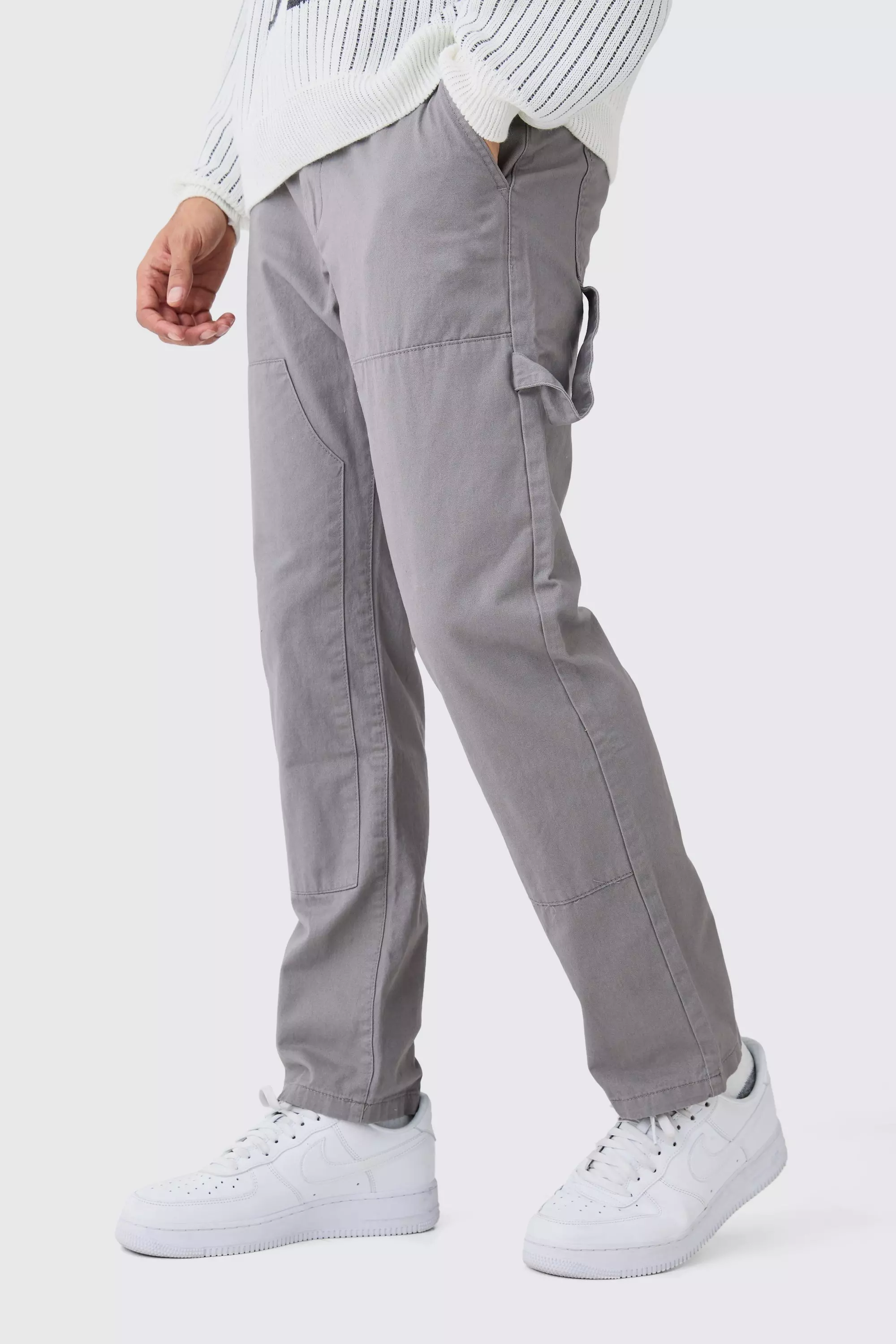 Fixed Waist Carpenter Trousers Grey