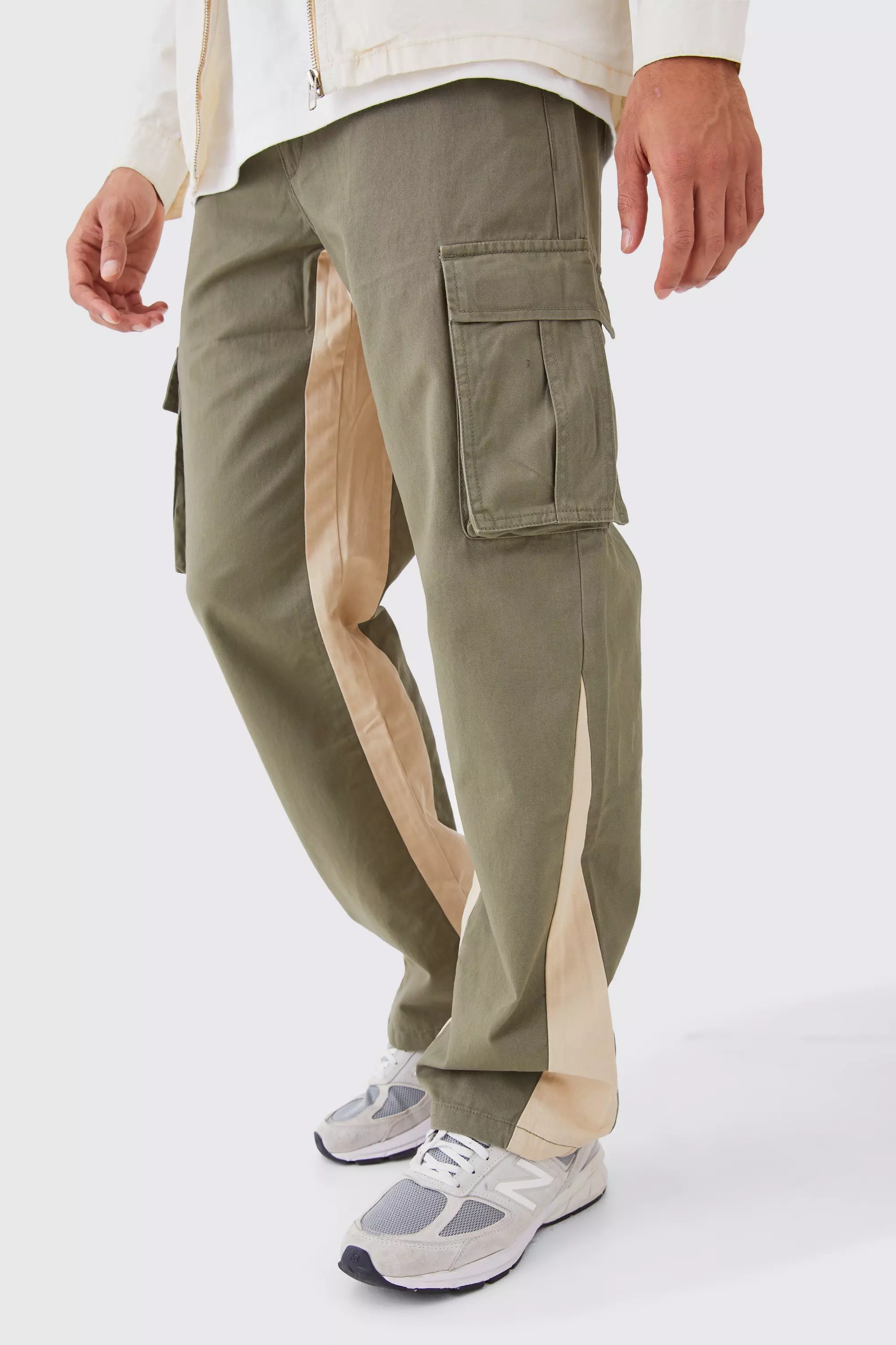 Fixed Waist Gusset Cargo Trousers Khaki