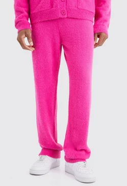 Relaxed Fluffy Knitted Joggers hot pink
