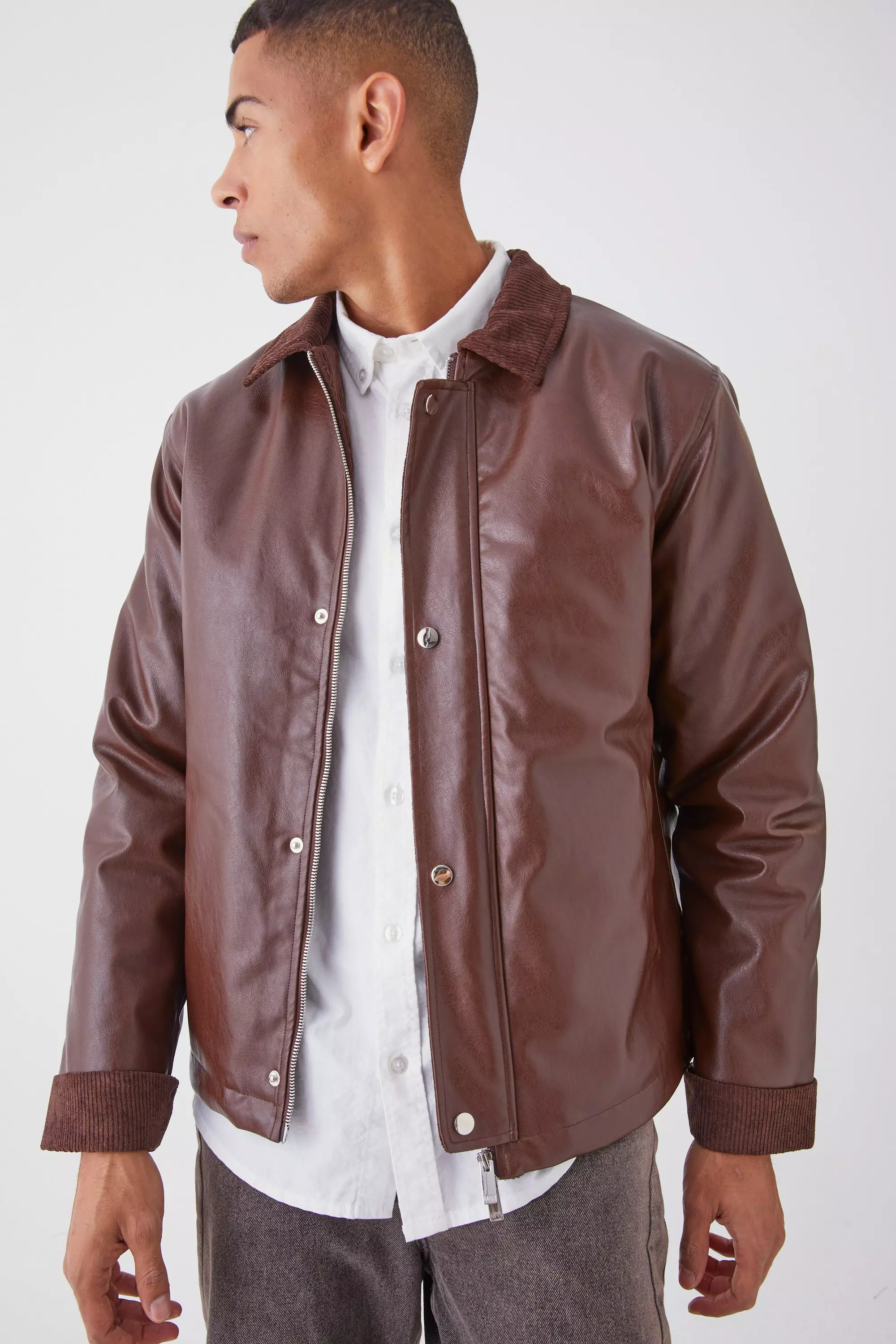 Pu Harrington With Cord Trims Chocolate