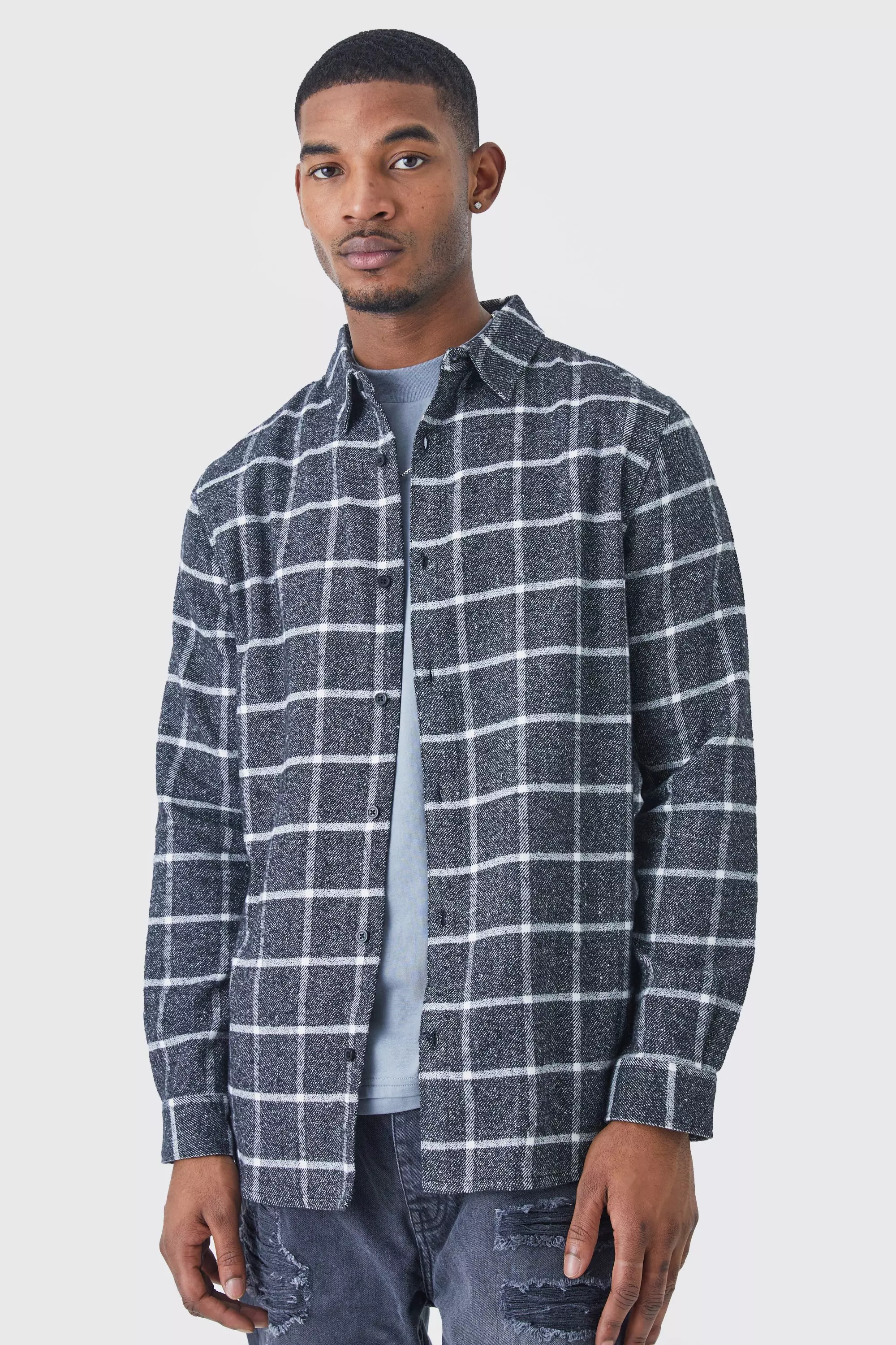 Grey best sale chequered shirt