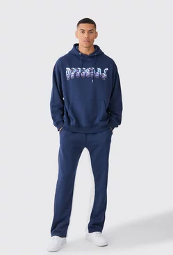 Oversized Chrome Graphic Gusset Tracksuit Navy