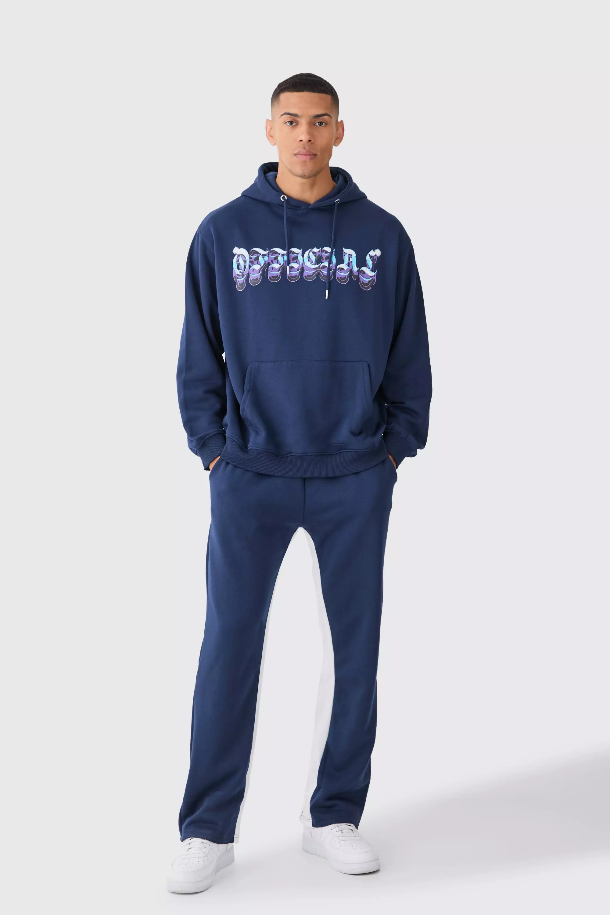 Boohooman navy tracksuit online