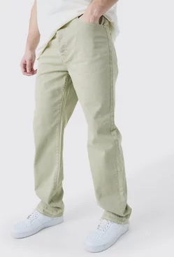 Sage Green Tall Relaxed Rigid Overdyed Let Down Hem Jeans