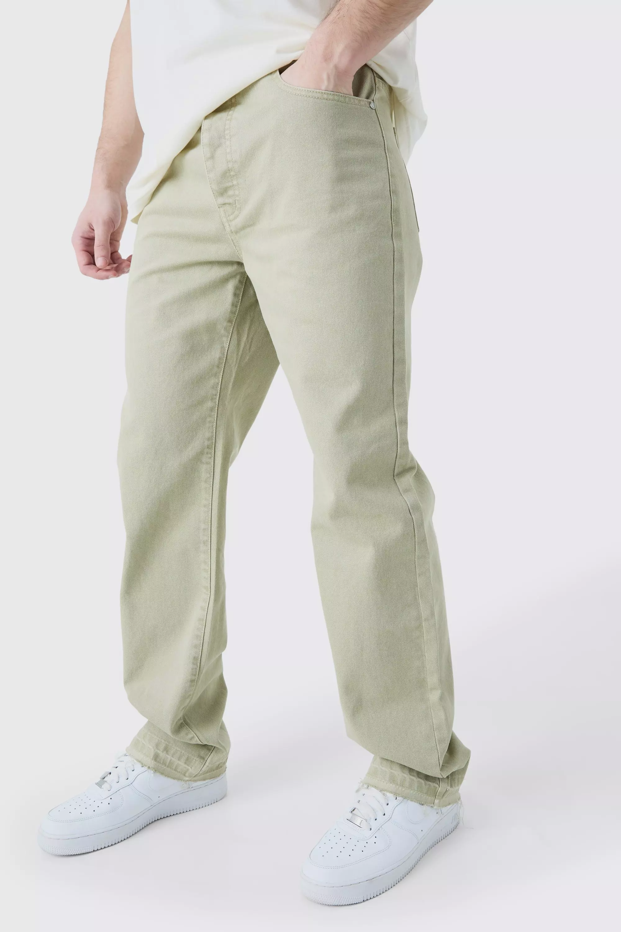 Tall Relaxed Rigid Overdyed Let Down Hem Jeans Sage