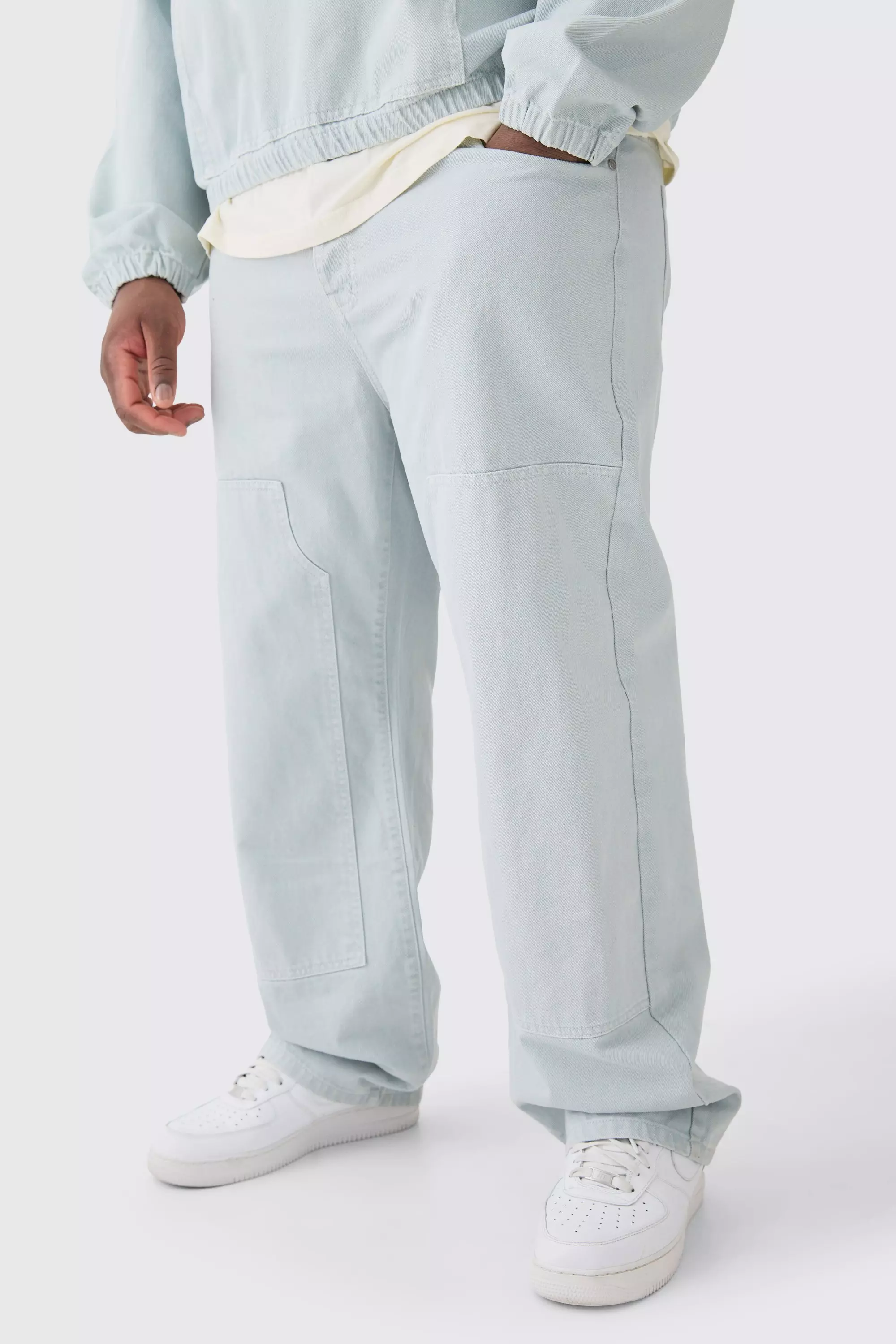Plus Relaxed Rigid Overdyed Carpenter Jeans Ice blue