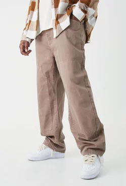Plus Relaxed Rigid Overdyed Carpenter Jeans Brown