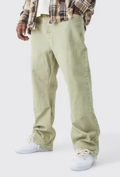 Sage Green Plus Slim Rigid Flare Gusset Detail Jeans