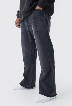 Plus Slim Rigid Flare Gusset Detail Jeans Washed black