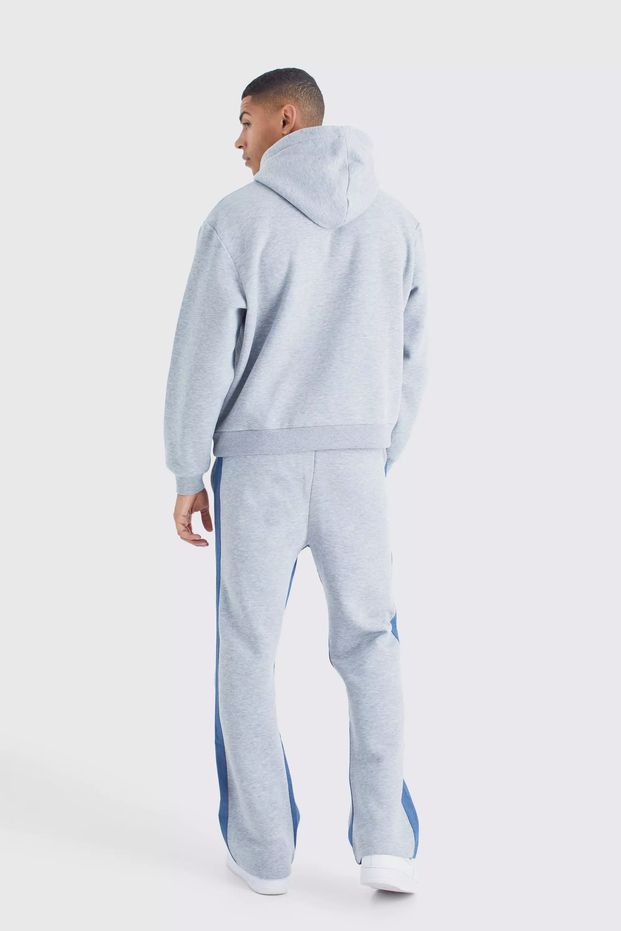 Tuta Sportiva In Denim Con Inserti E Firma Man, Black immagine alternativa
