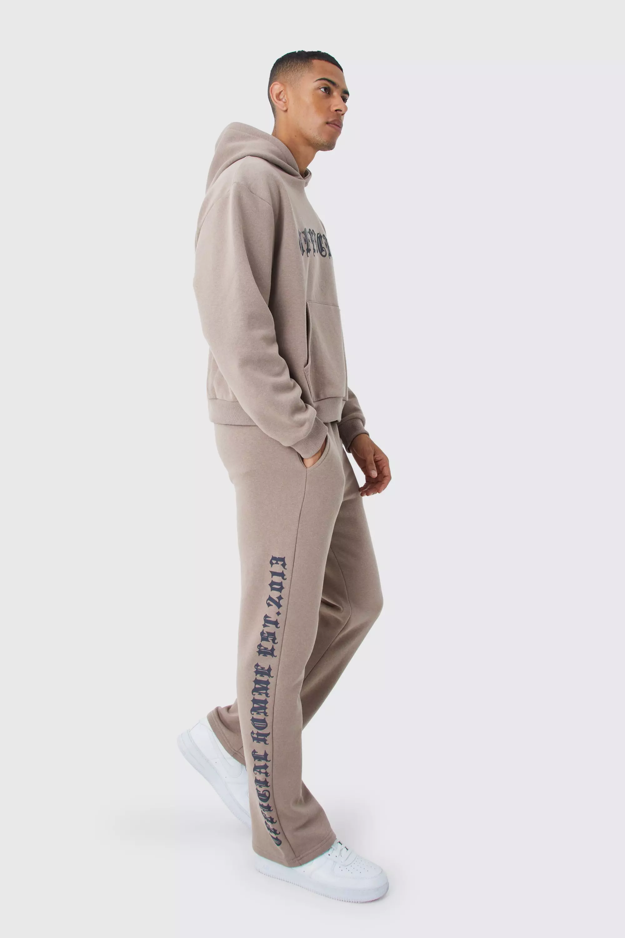 Stone Beige Official Gothic Text Gusset Tracksuit
