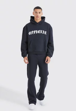 Black Official Gothic Text Gusset Tracksuit