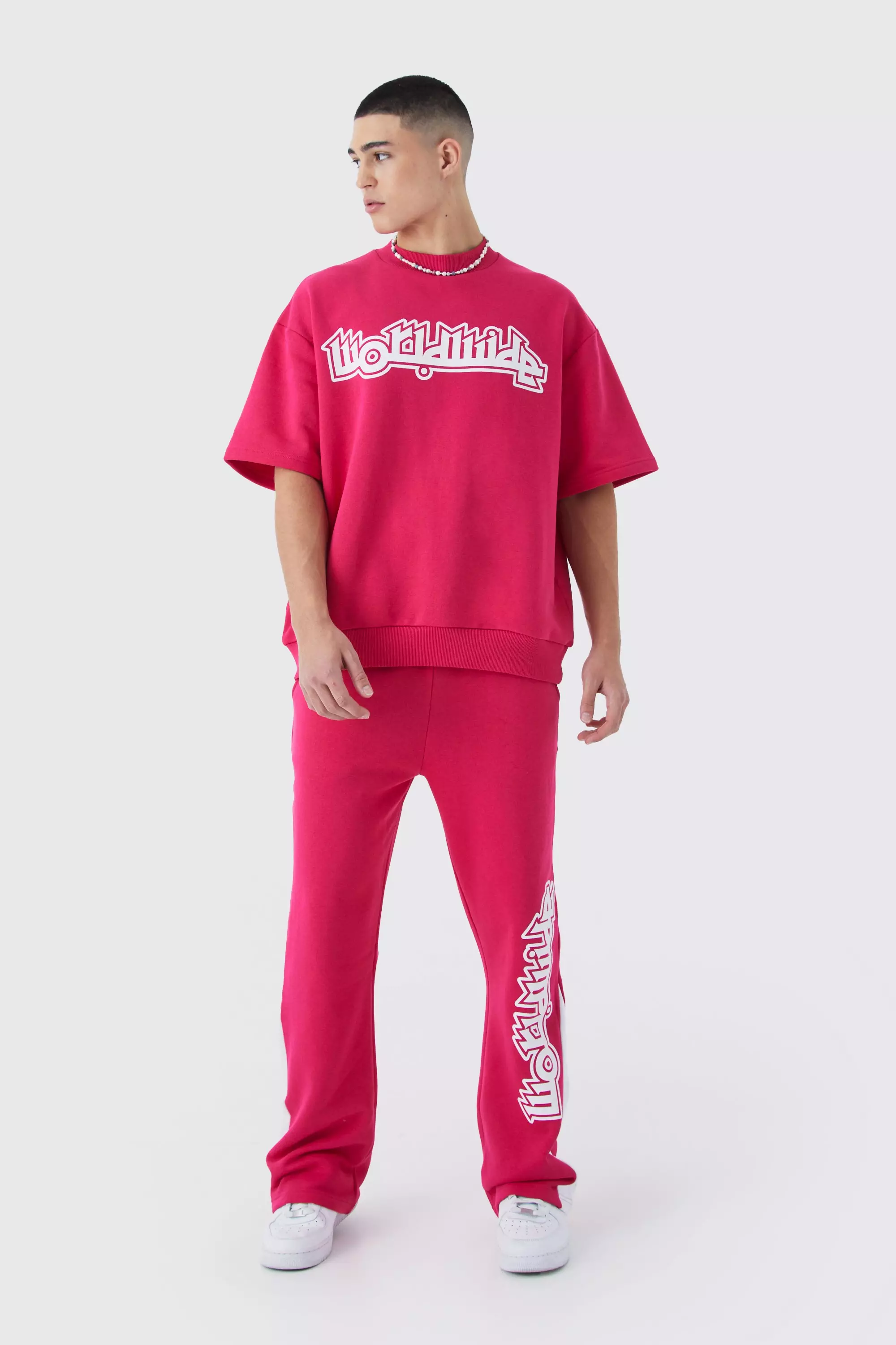 Pink Worldwide Graphic Half Sleeve Sweat Gusset Tracksuit