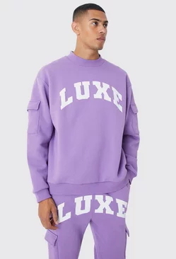 Luxe Graphic Cargo Pocket Gusset Tracksuit Lilac