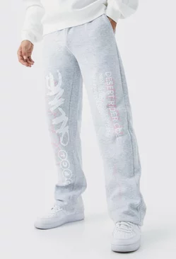 Regular Printed Gusset Sweatpants Ash grey